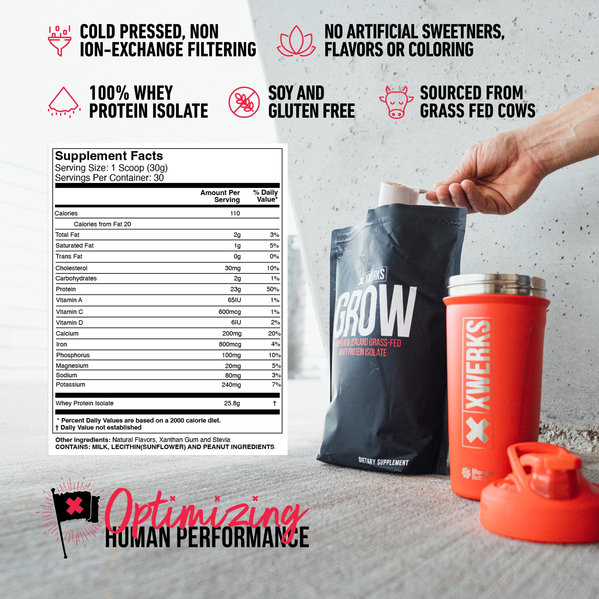 Xwerks Grow 100% New Zealand Grass-Fed Whey Protein - 25g of Pure Isolate Protein XwerksUS supplements