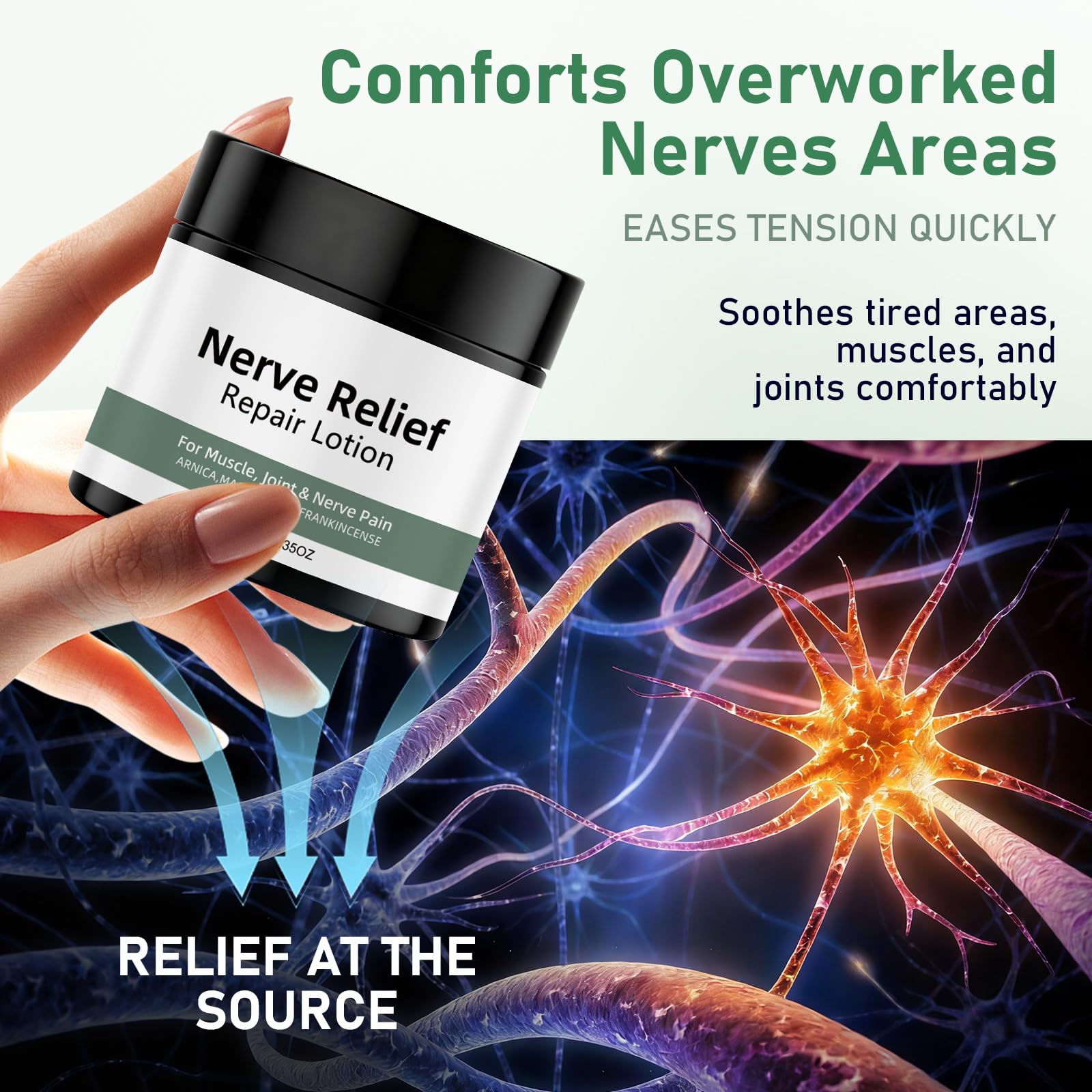 Vincofoo 2PC Nerve Relief Repair Lotion Cream, Neuropathy Lotion with Arnica, Deeply Moisturizes Skin, Keep Soft Smooth, Suitable for Muscle, Lumbar, Neck, Hands and Feet VincofooAu supplements
