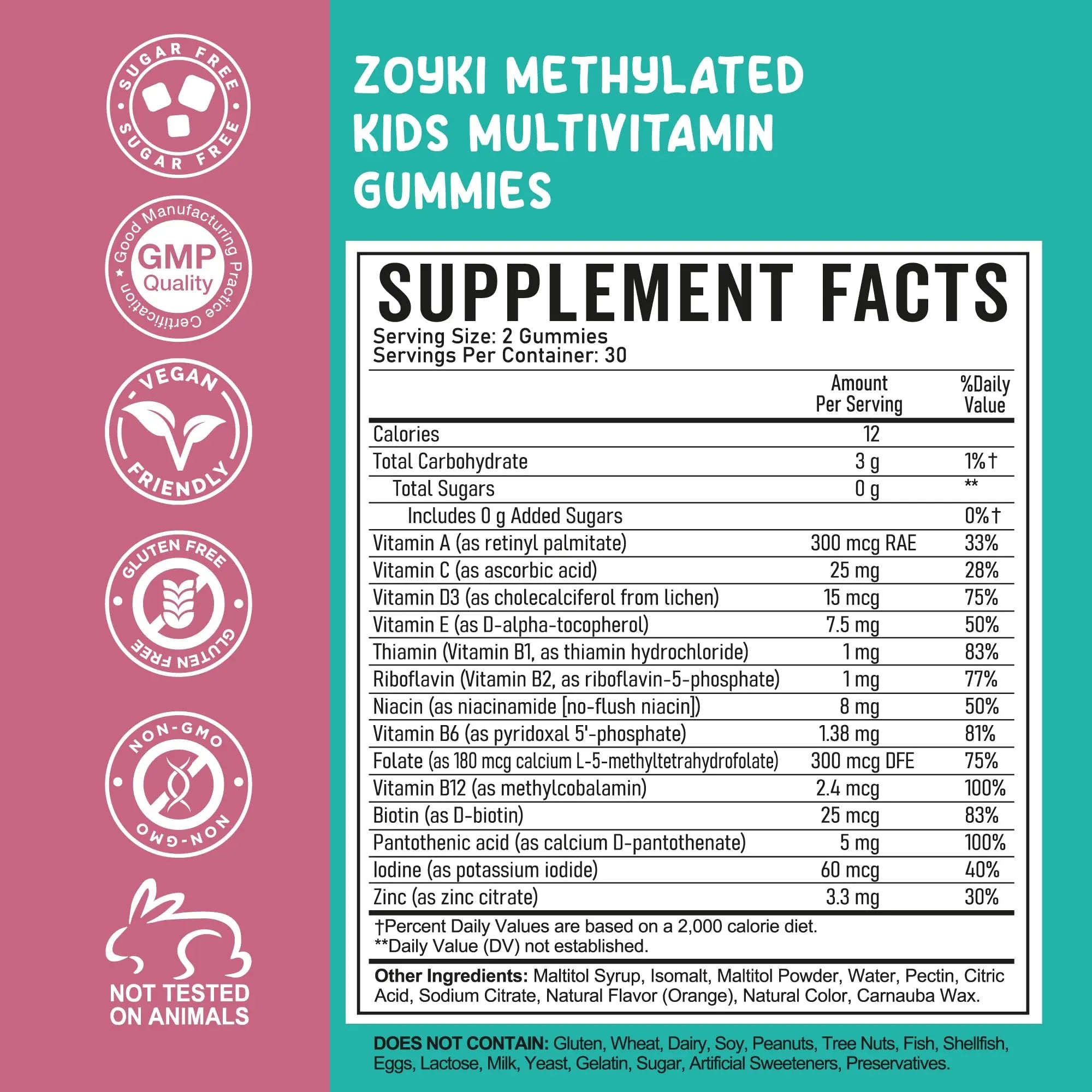 Zoyki Methylated Multivitamin Gummies for Kids - Children’s MTHFR Support Supplement with B Complex 5-MTHF Folate (L-Methylfolate) ZoykiAu supplements