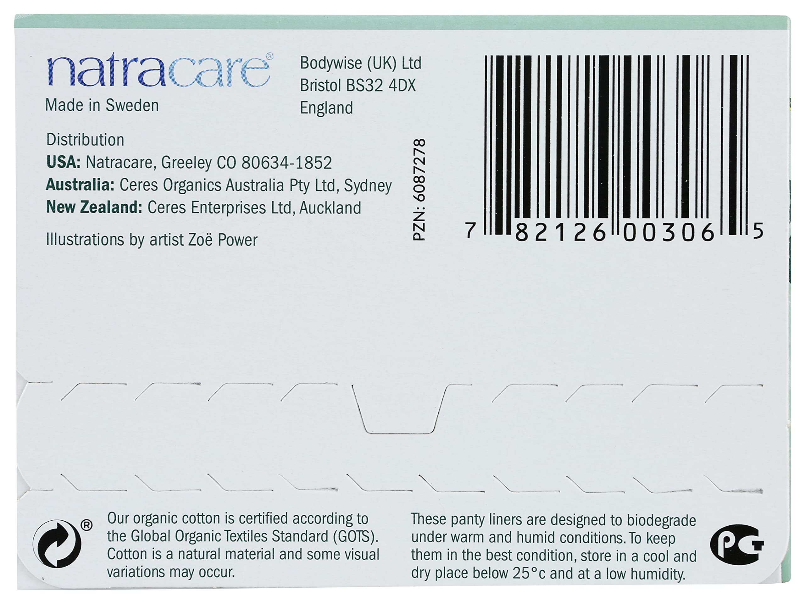 Natracare Natural Organic Curved Panty Liners, with Certified Organic Cotton, Ecologically Certified NATRACAREAu supplements