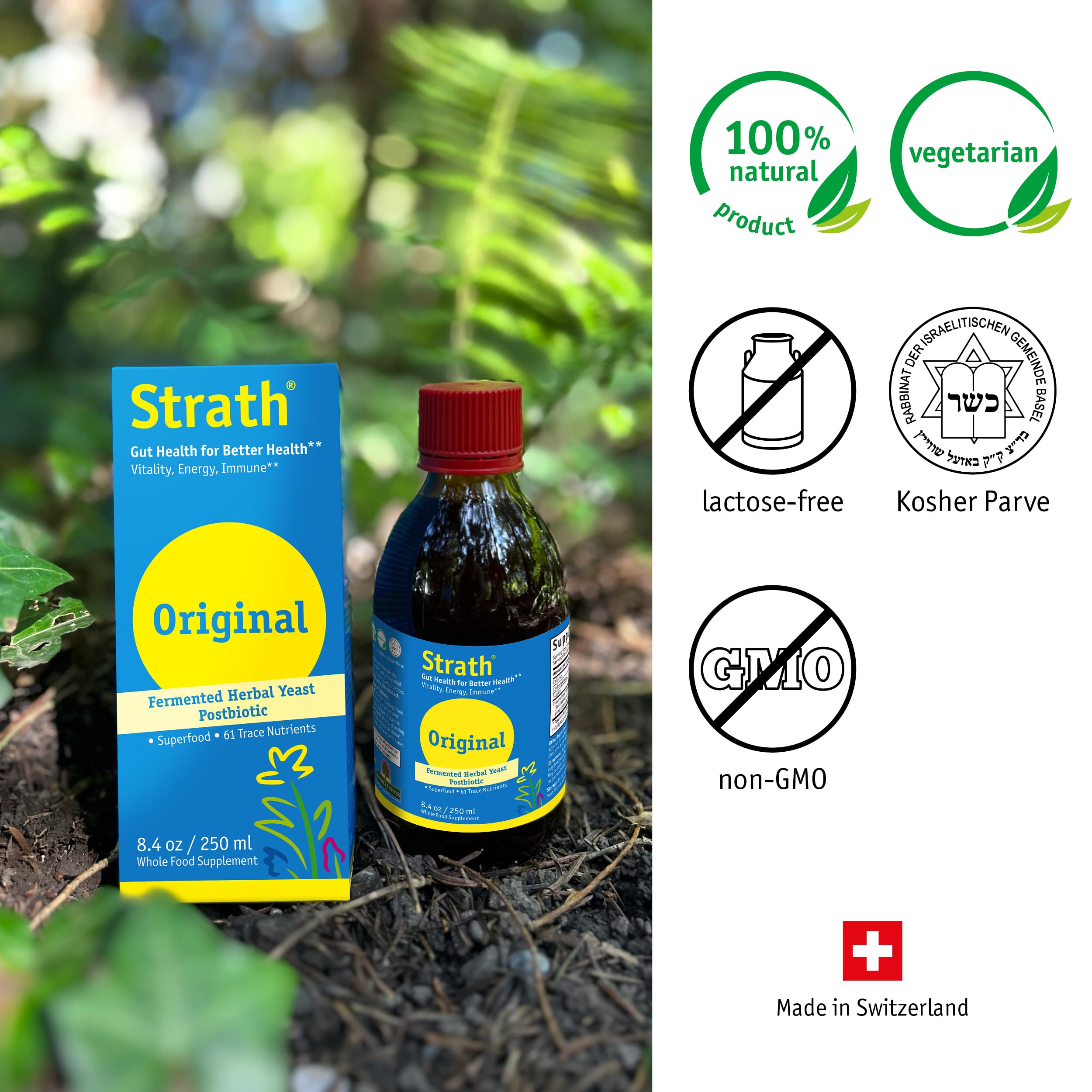 Strath Fermented Herbal Yeast Postbiotic - (8.4 Fl oz) Daily Nutritional Food Supplement Liquid | Supports Metabolism | Vegetarian | Lactose-Free | No Artificial Additives Bio-StrathAu supplements