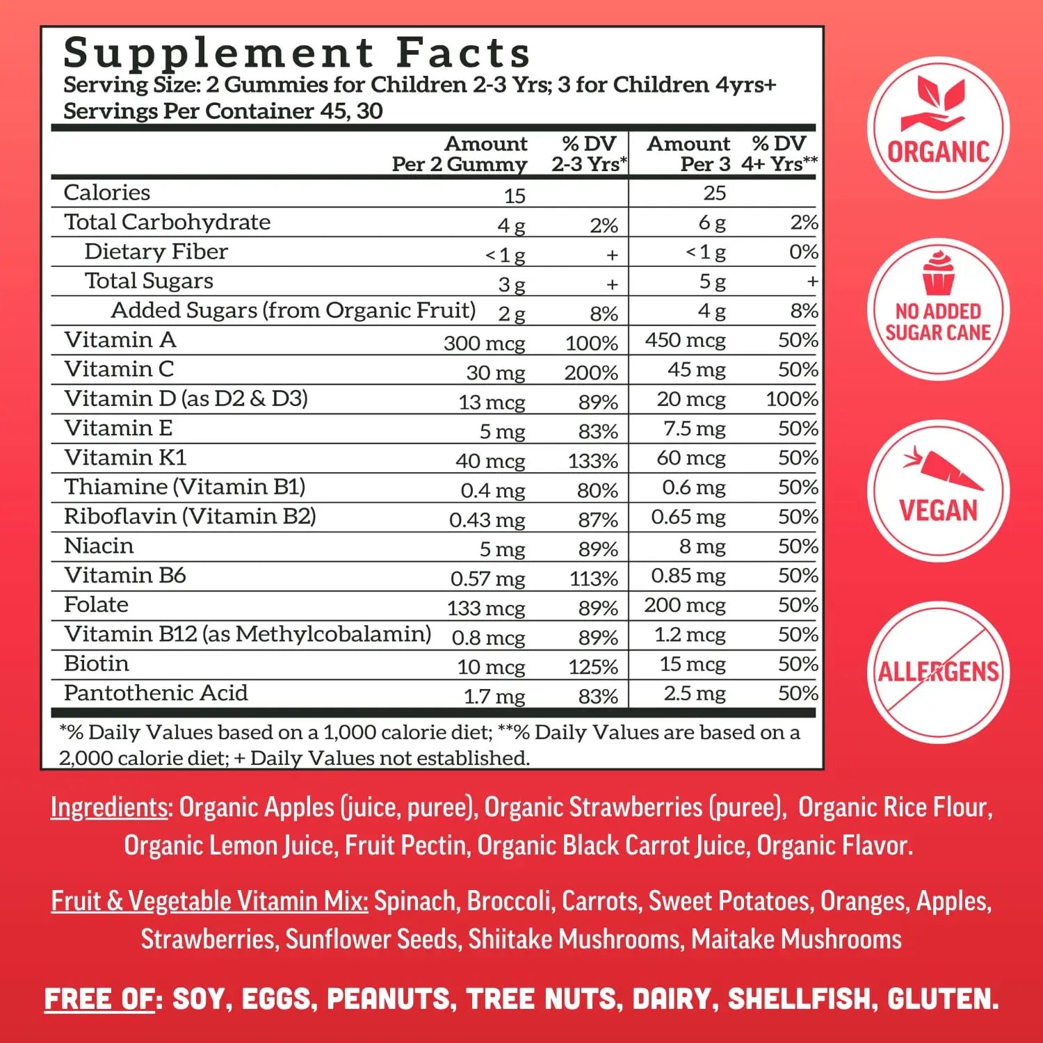 Llama Naturals Kids Multivitamin Gummies | Real Fruit, No Added Sugar Cane | Organic Vegan Toddler Whole Food Vitamins | Llama NaturalsAu supplements
