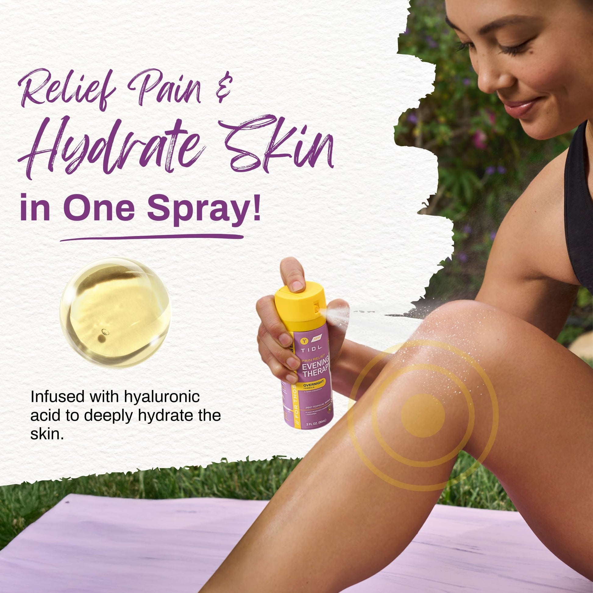 TIDL - Evening Therapy Pain Relief Spray - Fast-Acting Relief for Lower Back, Knee, Muscle & Joint Pain - Nighttime Relaxation & Skin Hydration - Lavender, Topical, Plant-Based Menthol (3oz, 1-Pack) TIDLAu supplements