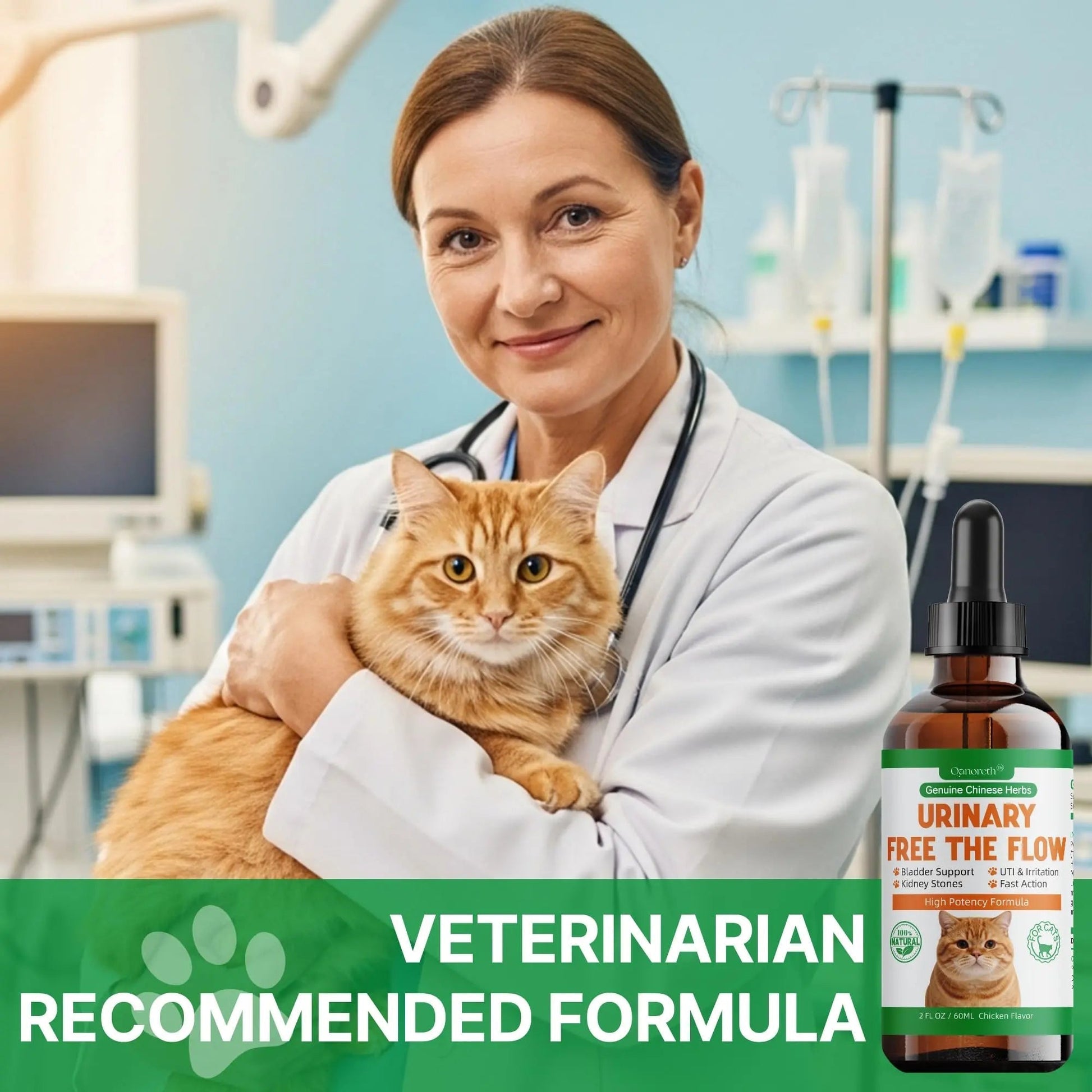 Cat Bladder Remedy for Stones & Crystals, Kidney StonesDissolver forCat- Urinary Free The Flow - Cat Urinary Tract Infection Treatment for Stones, Herbal CatUTI Remedy for Stone Relief & Prevention QanorethAu supplements