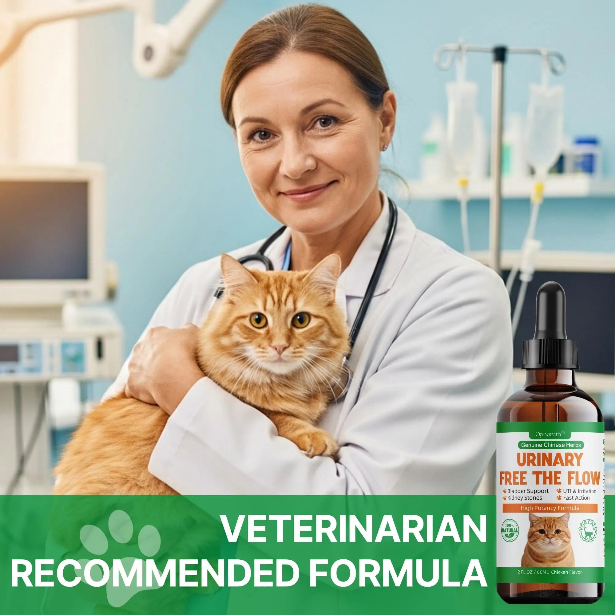 Cat Bladder Remedy for Stones & Crystals, Kidney StonesDissolver forCat- Urinary Free The Flow - Cat Urinary Tract Infection Treatment for Stones, Herbal CatUTI Remedy for Stone Relief & Prevention QanorethAu supplements