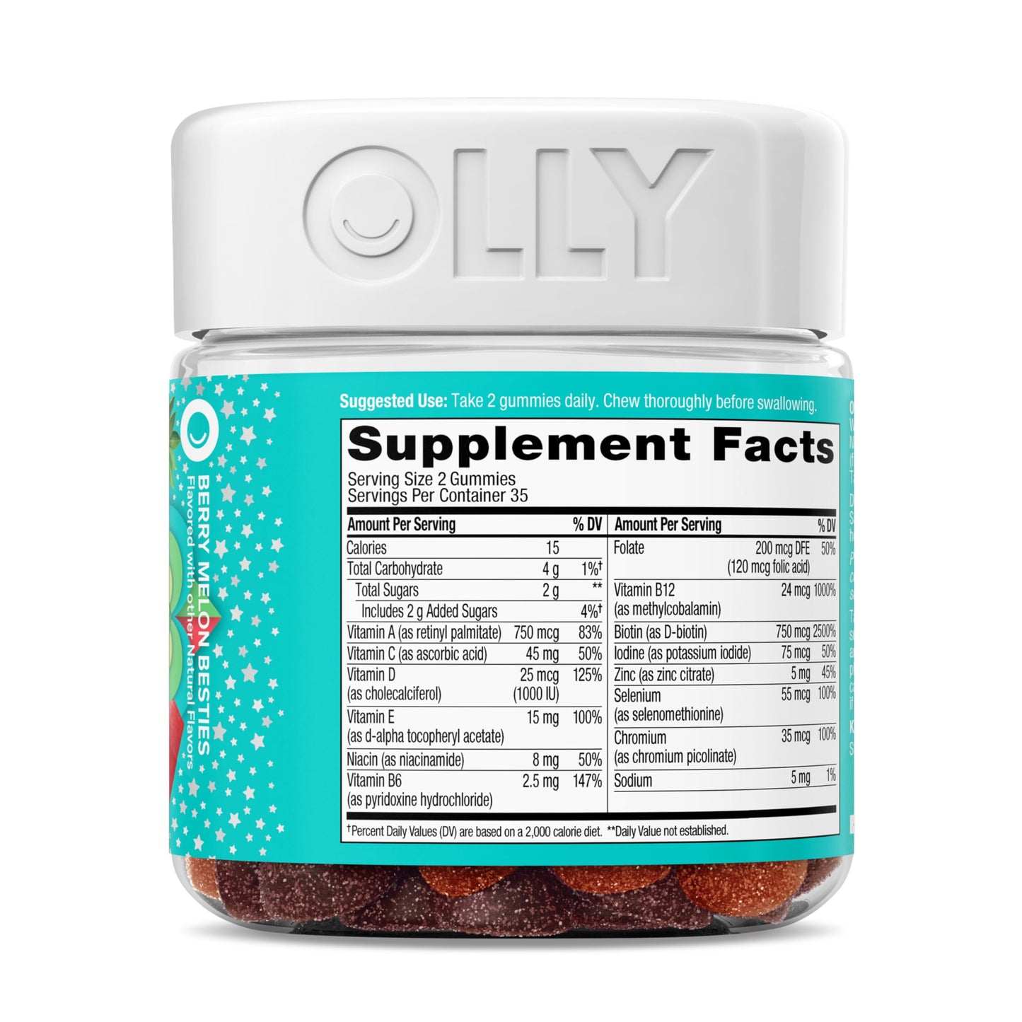 Olly Teen Girl Multi Gummy, Healthy Skin and Immune Support, 15 Essential Vitamins, Biotin, Zinc, Calcium, Chewable Multivitamin OLLYUS supplements