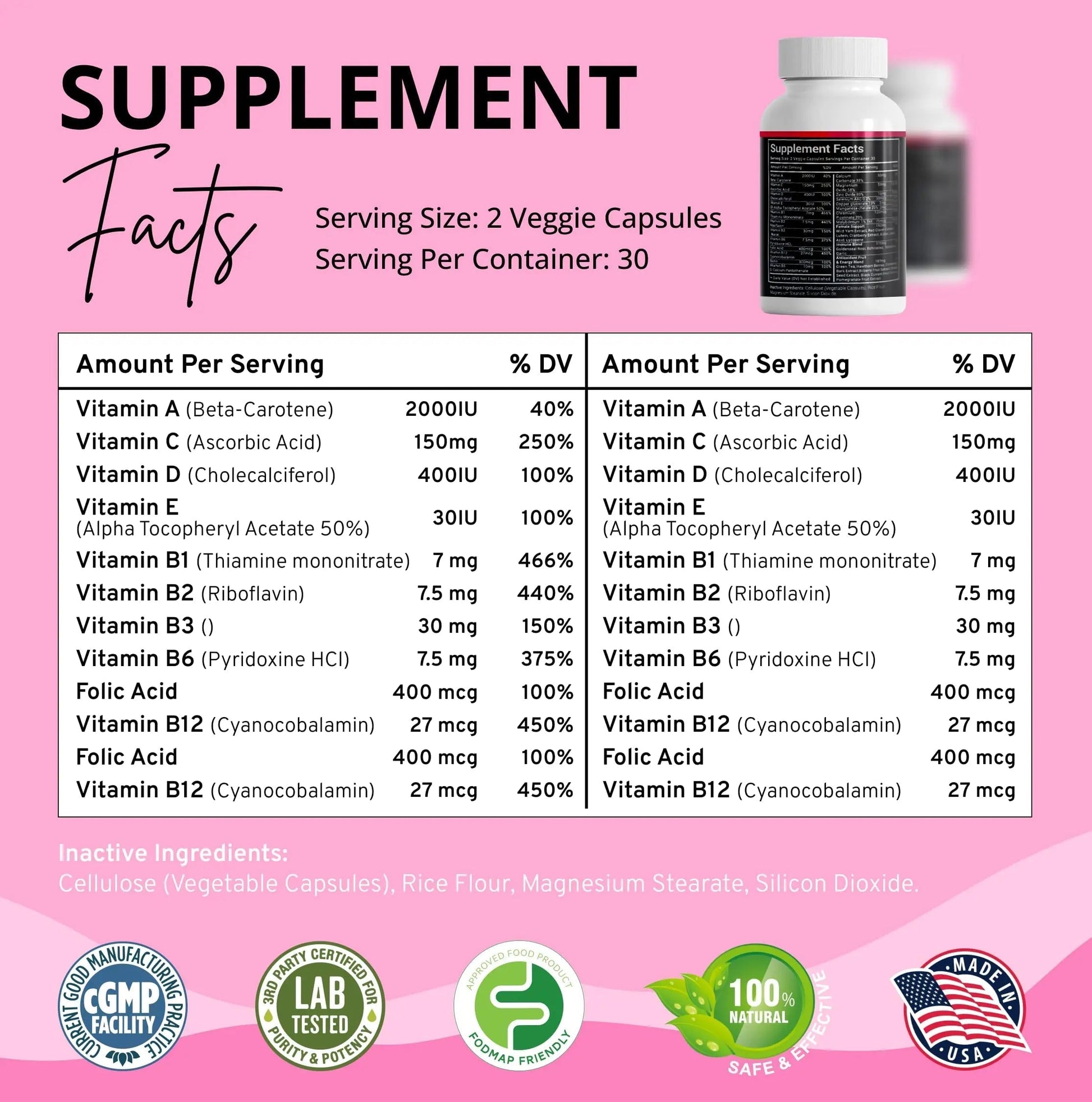 Stellar Labs Low FODMAP Vegan Women's Ultra Multi-Vitamin | Easy to Digest Daily Multivitamin Without Iron | Low Energy Supplement, Female Support | Stellar LabsAu supplements