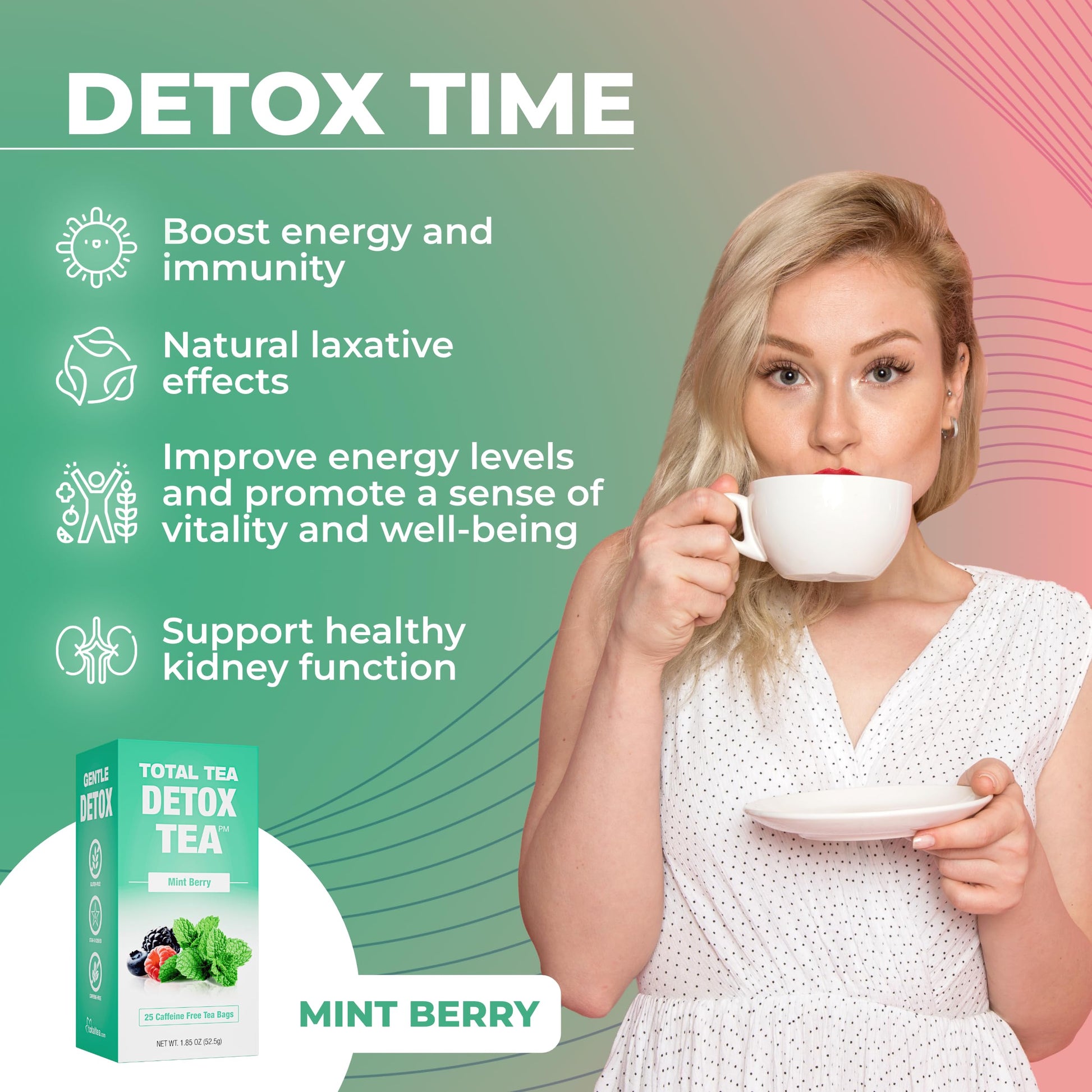 Total Tea Slimming Detox Tea for a Healthy Weight Support - Caffeine Free - Herbal Total TeaUS supplements