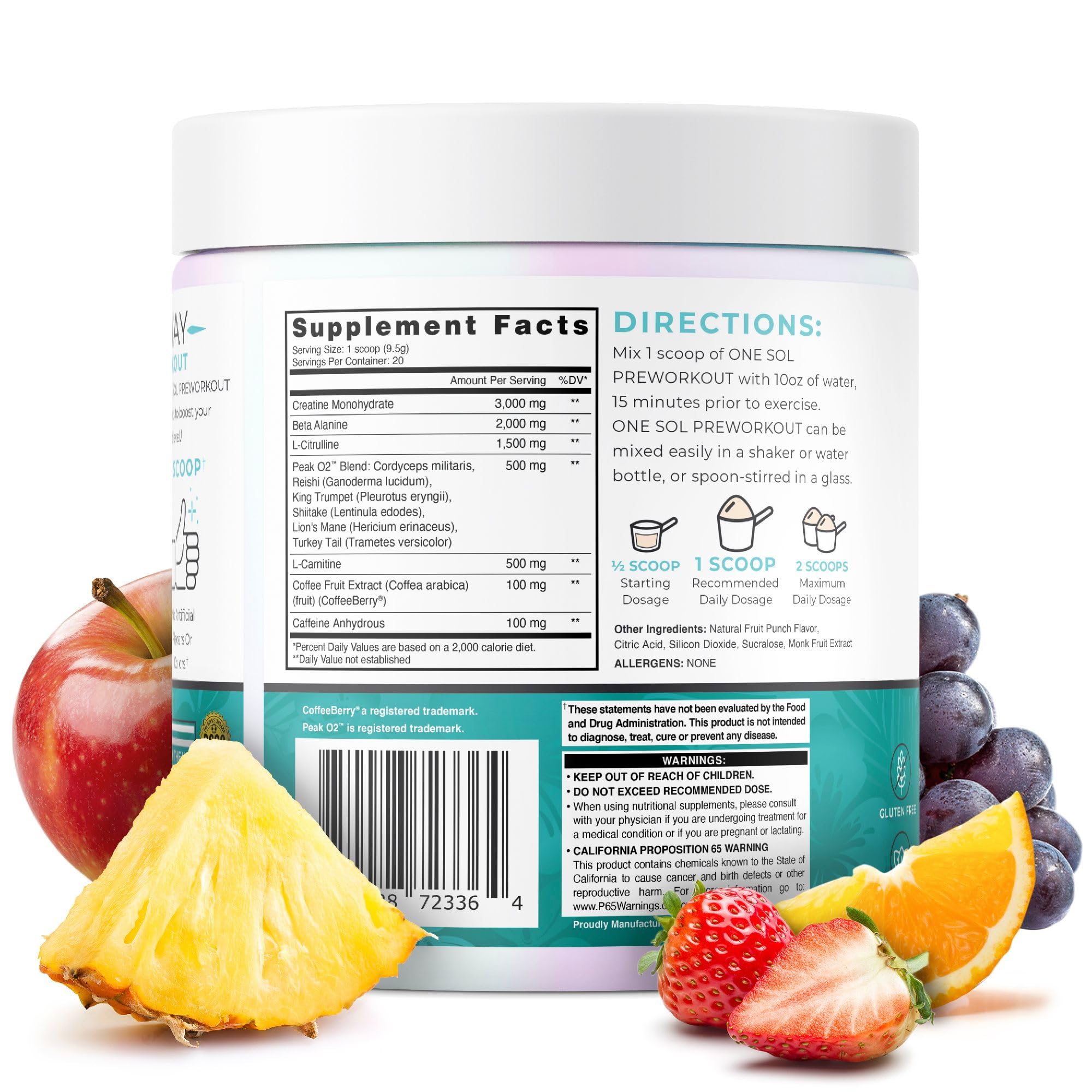 One Sol Pre-Workout for Women, Enhanced Pump & Focus, No Jitters Or Crash, Natural One SolAu supplements