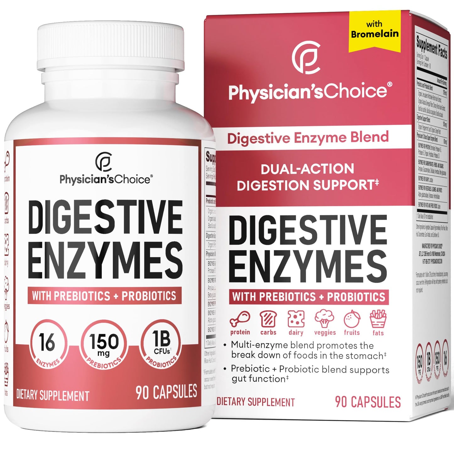 Physician's CHOICE Digestive Enzymes - Multi Enzymes, Bromelain, Organic Prebiotics Physician's CHOICEUS supplements