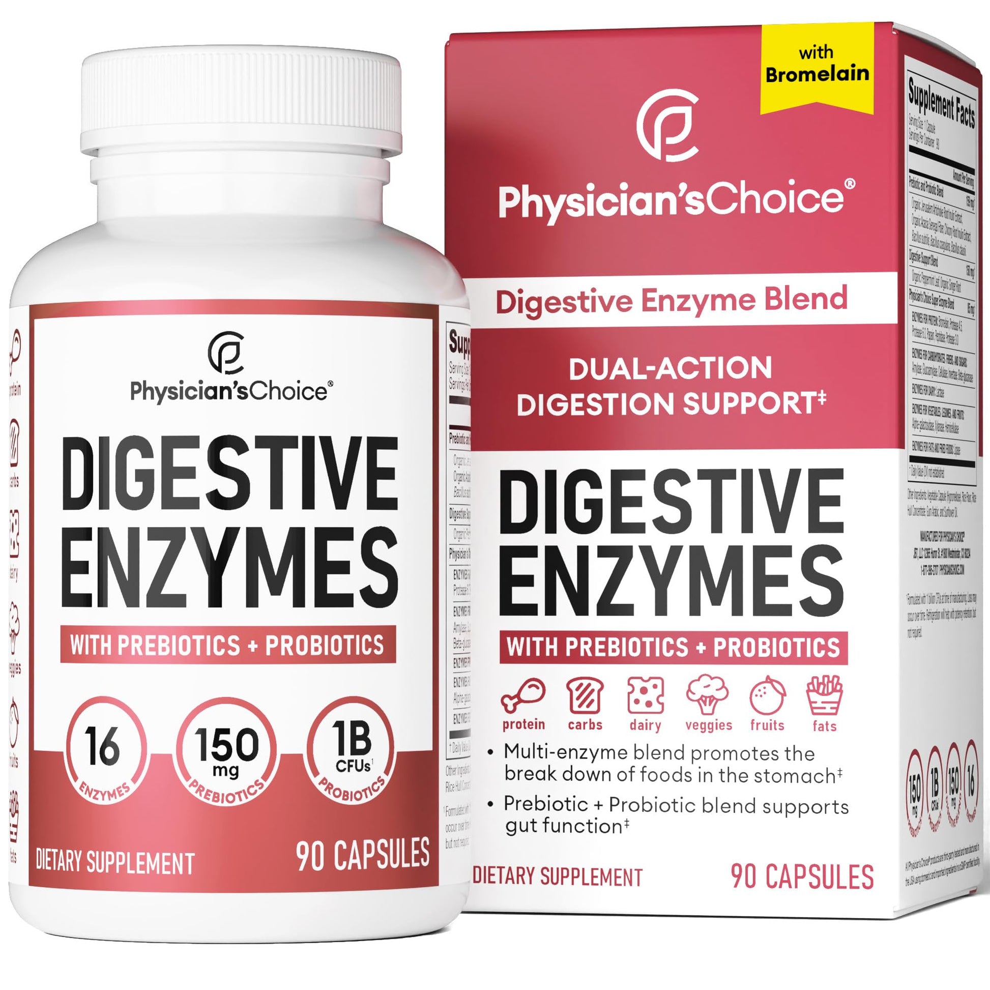 Physician's CHOICE Digestive Enzymes - Multi Enzymes, Bromelain, Organic Prebiotics Physician's CHOICEAu supplements