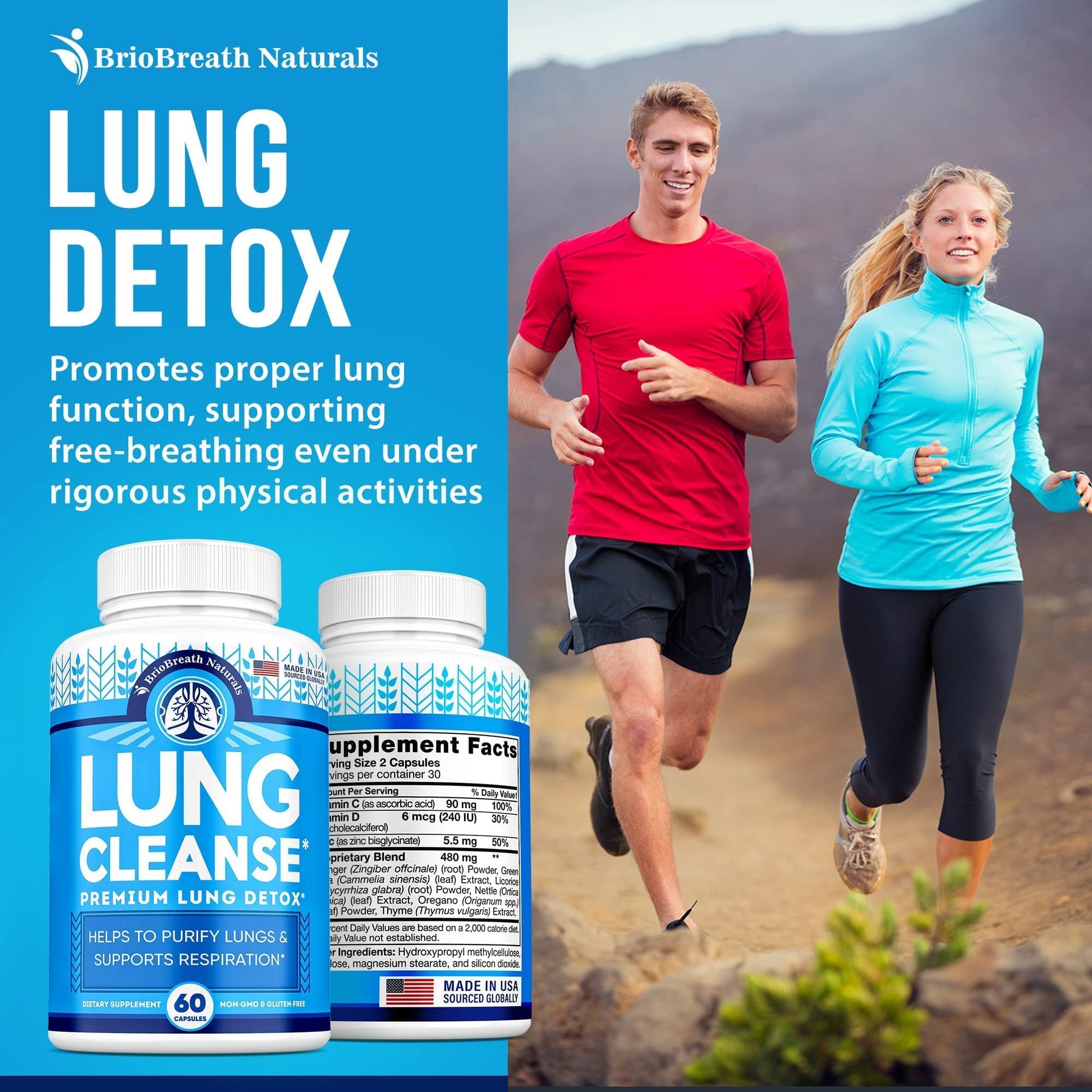 Lung Support Supplement - Natural Capsules for Lung Cleanse and Detox BRIOBREATH NATURALSUS supplements