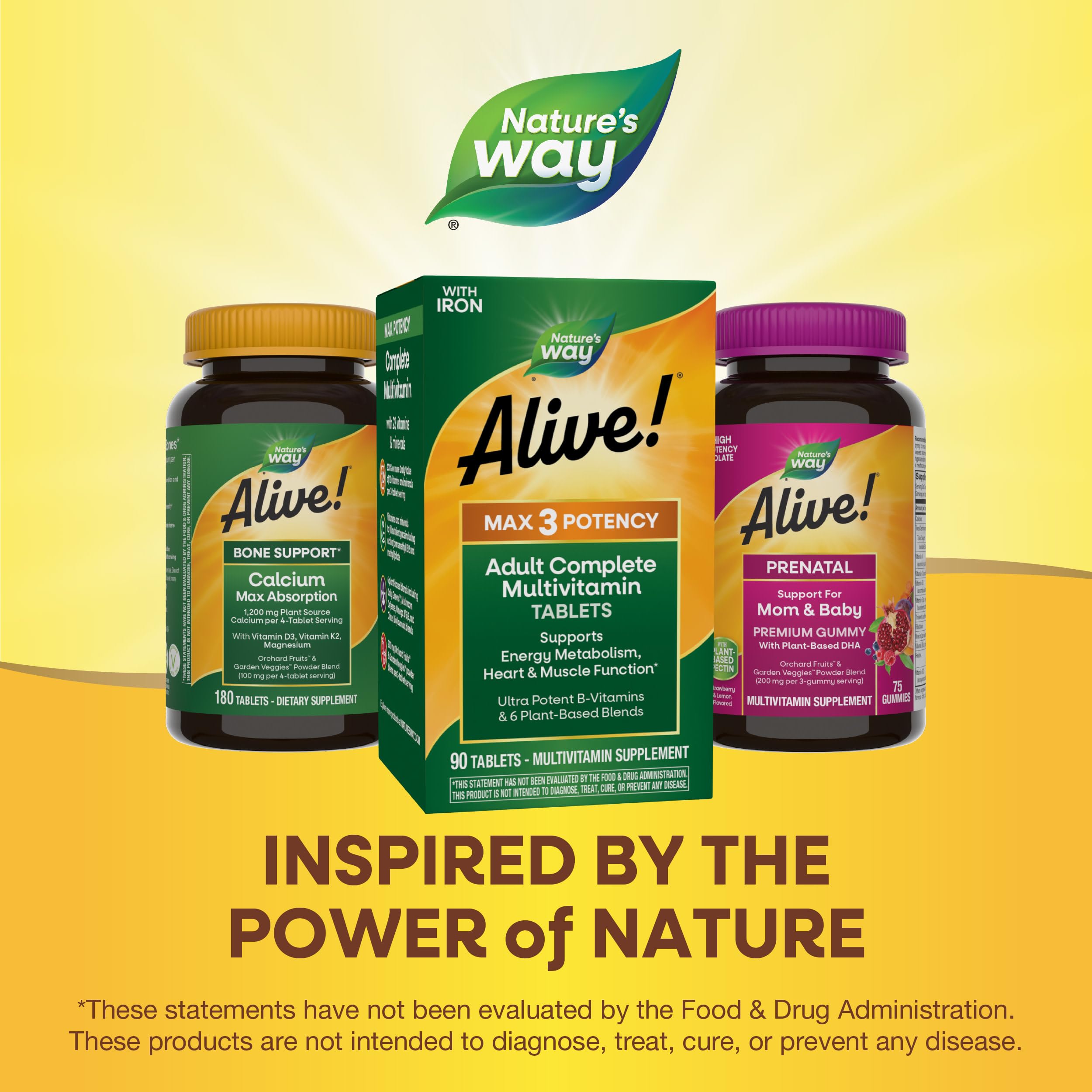 Nature's Way Alive! Max3 Potency Daily Multivitamin, Methylated B12 and Folate, Ultra Potency B-vitamins to Support Energy Metabolism*, 90 Tablets Nature's WayAu supplements