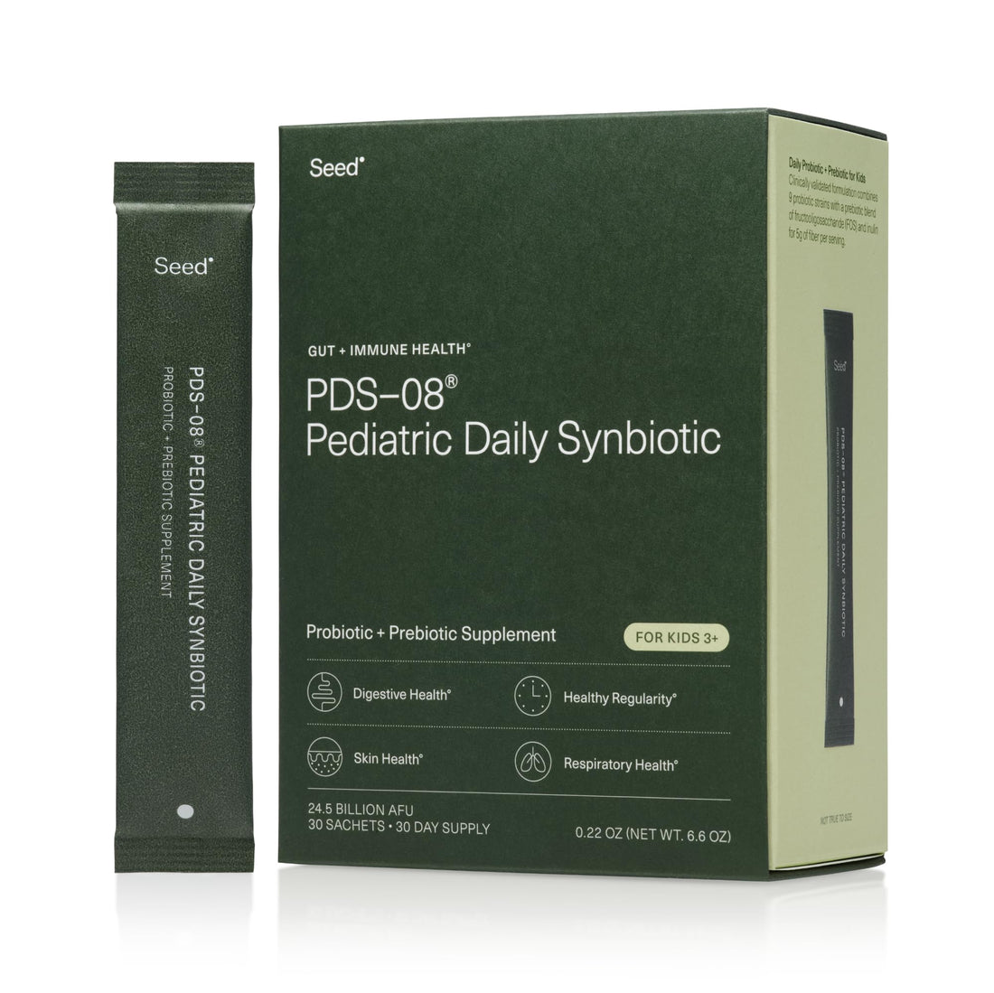 Seed PDS-08 Pediatric Daily Synbiotic - Fiber-Based Prebiotic & Probiotic for Kids - Digestive Health, Regularity, Constipation Relief - Ages 3-17 - Vegan and Shelf-Stable - 30 Sachets (30-Day Supply) Visit the Seed StoreUS supplements