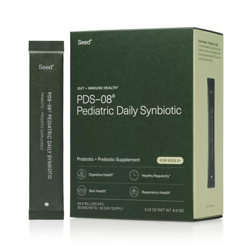 Seed PDS-08 Pediatric Daily Synbiotic - Fiber-Based Prebiotic & Probiotic for Kids - Digestive Health, Regularity, Constipation Relief - Ages 3-17 - Vegan and Shelf-Stable - 30 Sachets (30-Day Supply) Visit the Seed StoreUS supplements