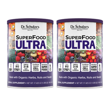 Dr. Schulze's SuperFood Ultra - Plant-Based Superfood Powder for Active Lifestyle Support - Vital Nutrients - Natural Ingredients - Gluten-Free & Dairy-Free - Vegan - 17.4 oz (13 Servings) - 2 Pack Dr. Schulze'sAu supplements