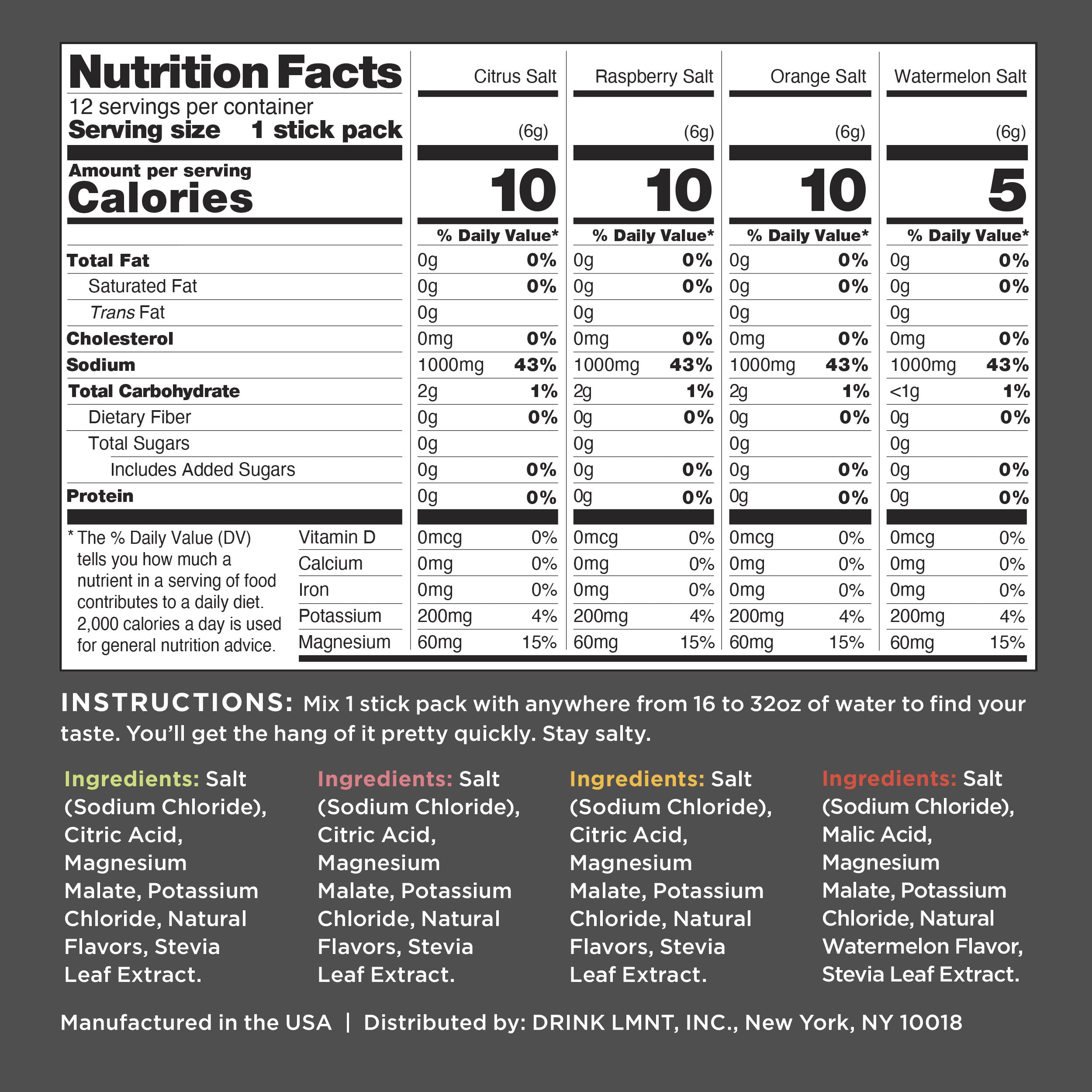 LMNT Zero-Sugar Electrolytes - Variety Pack Bundle - Hydration Powder Packets Drink LMNTAu supplements
