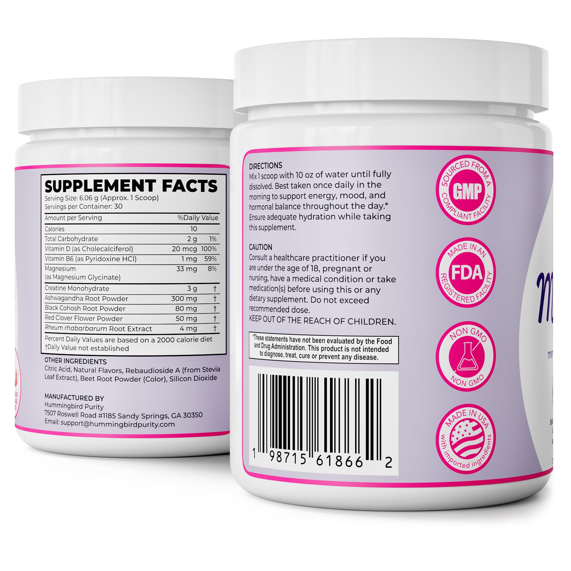 Meno Magic Menopause Support Drink – Raspberry Lemonade with Creatine, Herbs & Vitamins | 30 Servings Hummingbird PurityAu supplements