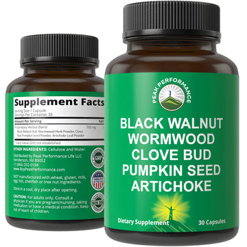 Wormwood Black Walnut Clove Cleanse for Humans. Elimination Detox + Intestinal Support Capsules Supplement for Adults and Kids. Pills with Artichoke and Pumpkin Seed for Additional Benefits Peak PerformanceAu supplements