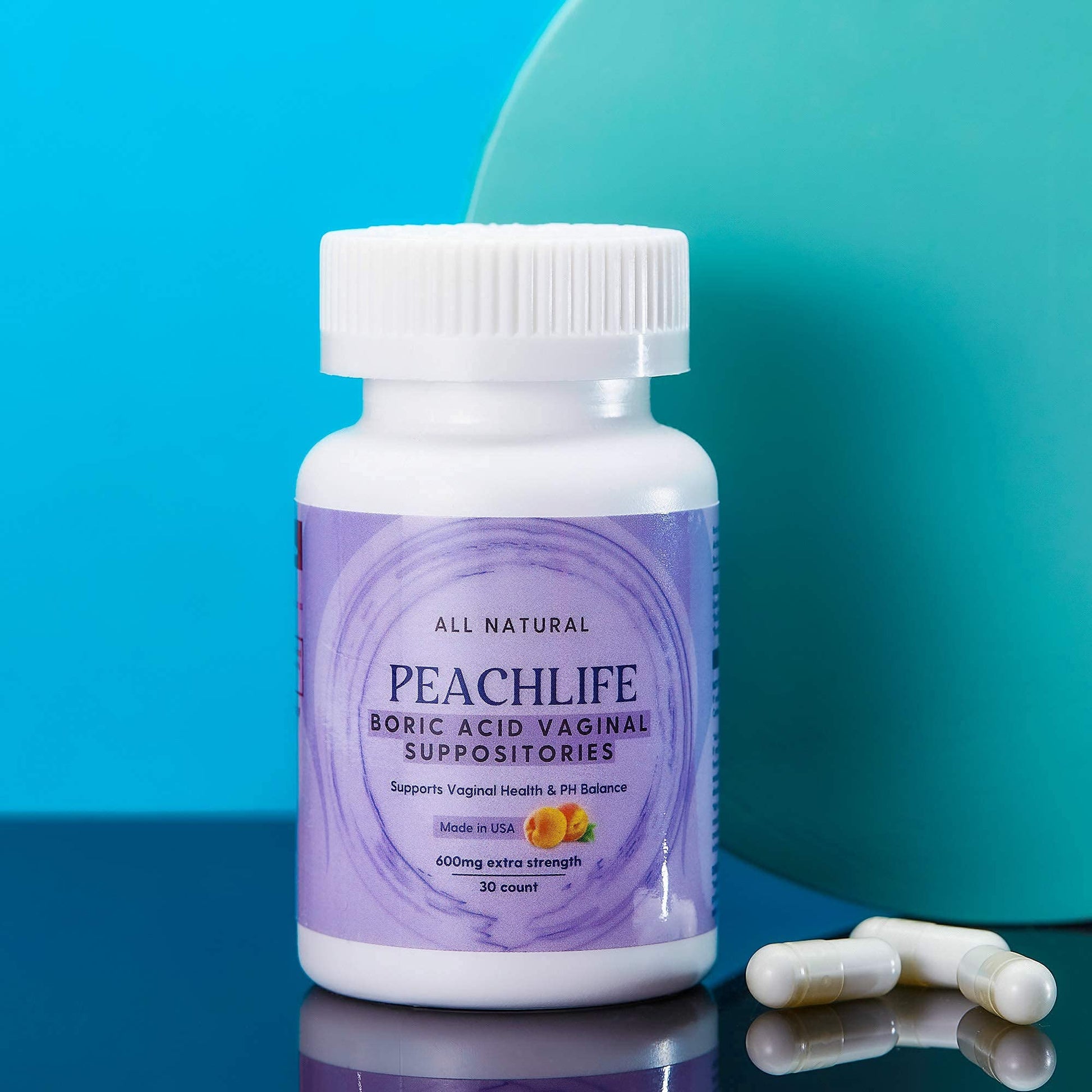 Peachlife Boric Acid Suppositories and Small Soft Menstrual Cup with Ring Pull PeachlifeUS supplements