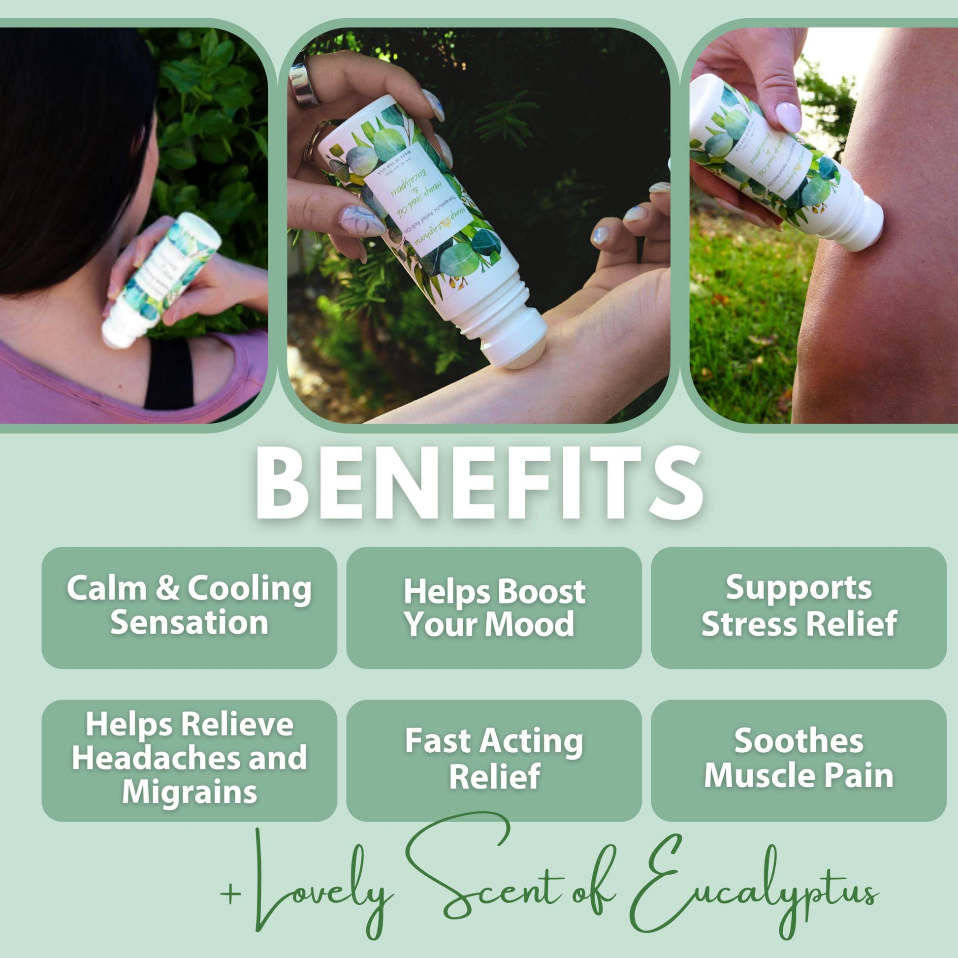 Hemp Seed Oil and Eucalyptus Joint & Muscle Discomfort Relief Roll-On Gel | USDA Certified Organic Hemp Seed Oil, Helps Relieve Sore or Tight Muscles Hemp EuphoriaAu supplements