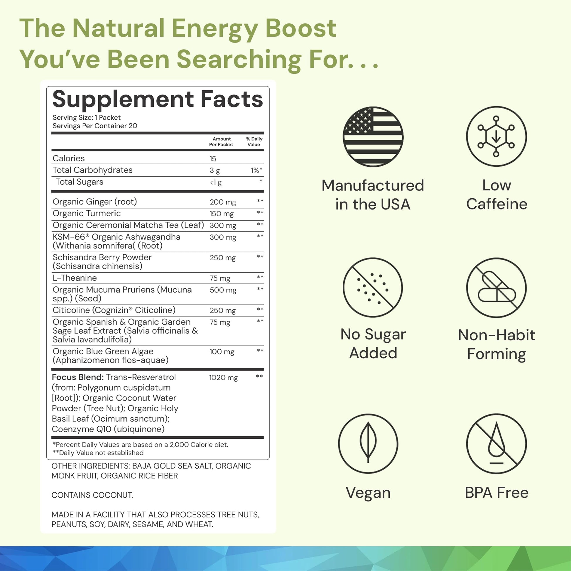 ION* Intelligence of Nature Focused Mind Nootropic Powder Drink Mix - Brain Boost Nootropic Drink with Matcha for Memory, Focus & Relaxation, Brain Supplement for Men & Women, Adults - 20 Packets ION* Intelligence of NatureAu supplements
