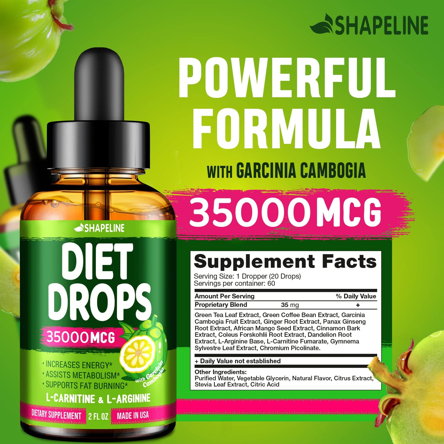 SHAPELINE Weight Loss Drops - Diet Drops 1 Fl Oz & 2 Fl Oz - Made in The USA - Appetite SHAPELINEUS supplements