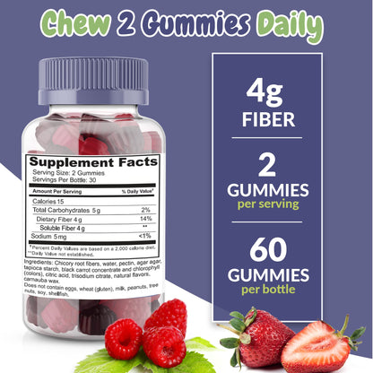Fiber Prebiotic Gummies Sugar Free, Keto Friendly | Gut Cleansing, Digestive Health Regularity Health SuppliedUS supplements