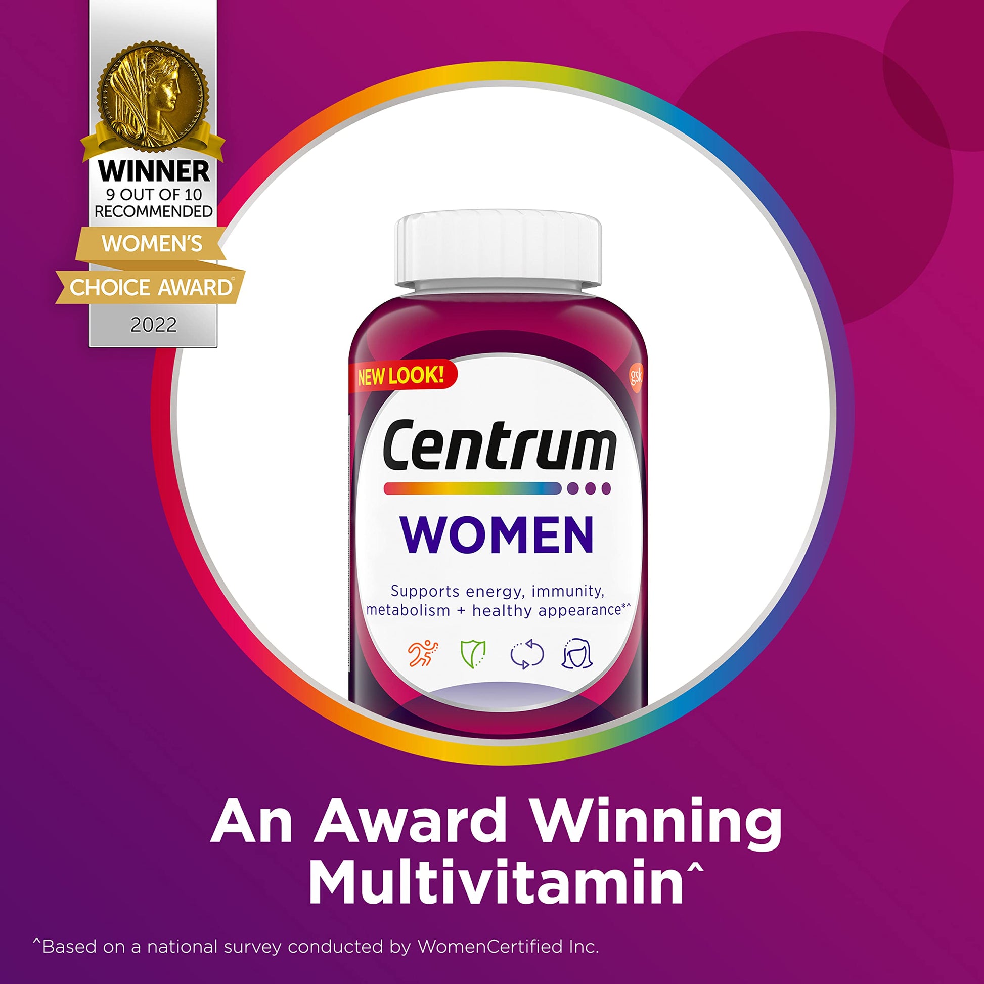 Centrum Multivitamin Tablet for Women, Multivitamin/Multimineral Supplement with Iron, Vitamin D3, B Vitamins and Antioxidant Vitamins C and E CentrumAu supplements