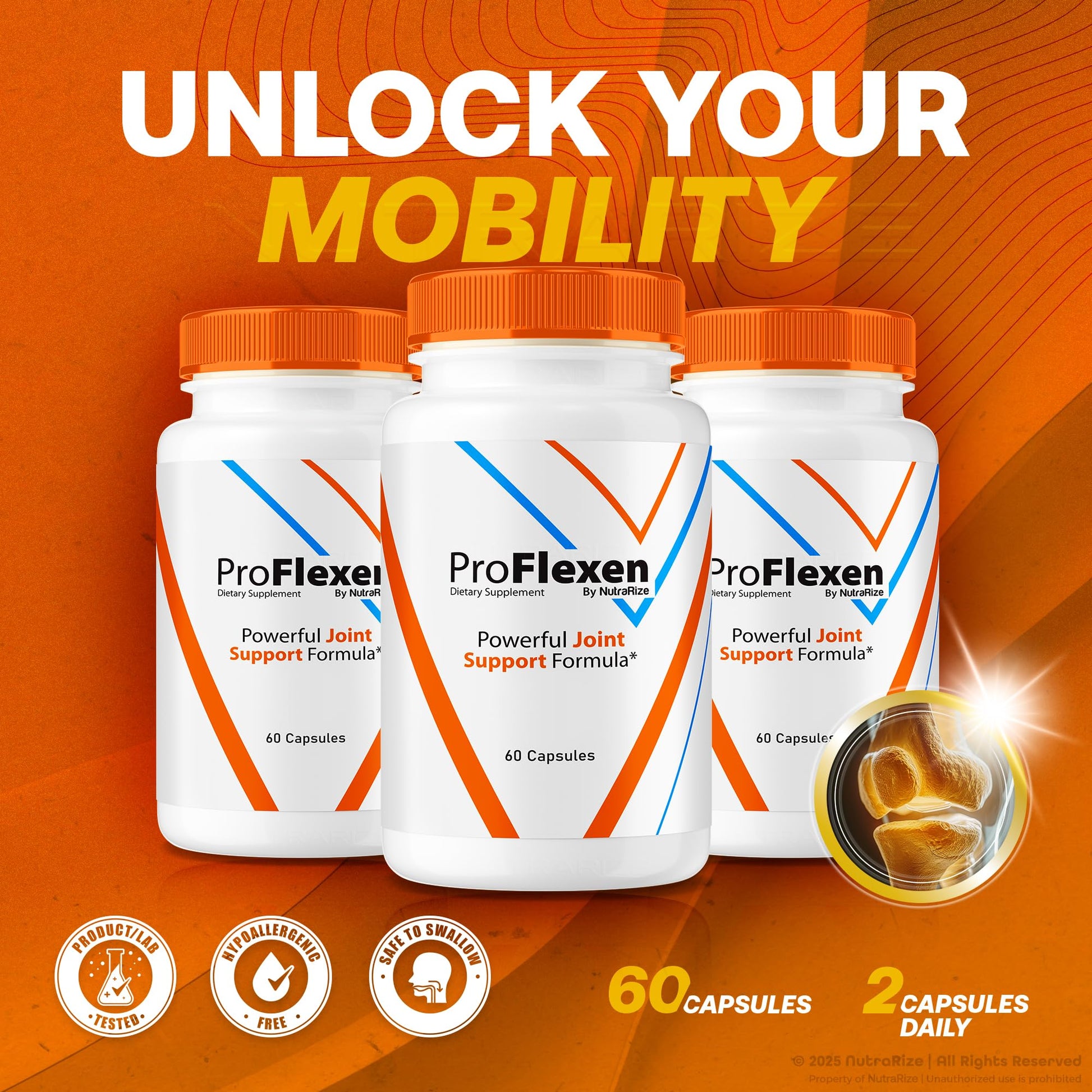 ProFlexen Capsules, ProFlexen Advanced Joint Support Formula, ProFlexen Collagen Support Pills, All Natural Supplement for Healthy and Flexible Joints, Official Pro Flexen Joint Reviews (60 Capsules) NutraRizeAu supplements