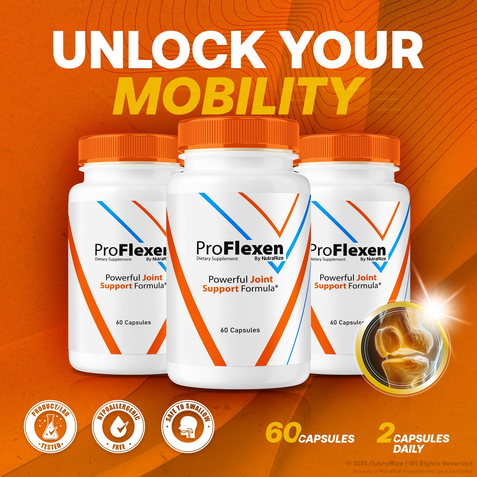 ProFlexen Capsules, ProFlexen Advanced Joint Support Formula, ProFlexen Collagen Support Pills, All Natural Supplement for Healthy and Flexible Joints, Official Pro Flexen Joint Reviews (60 Capsules) NutraRizeAu supplements
