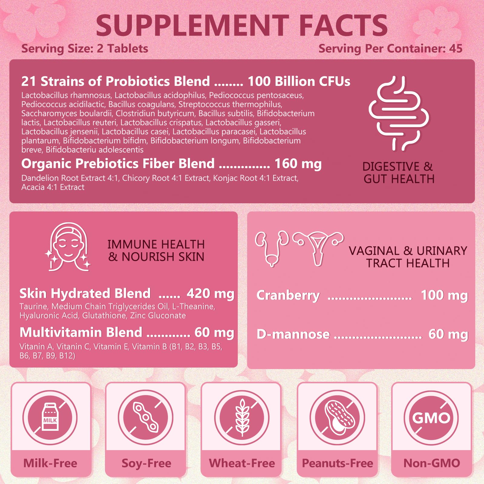 Probiotics for Women Digestive Health, Vaginal Probiotics with D-Mannose & Cranberry NATURE TARGETAu supplements