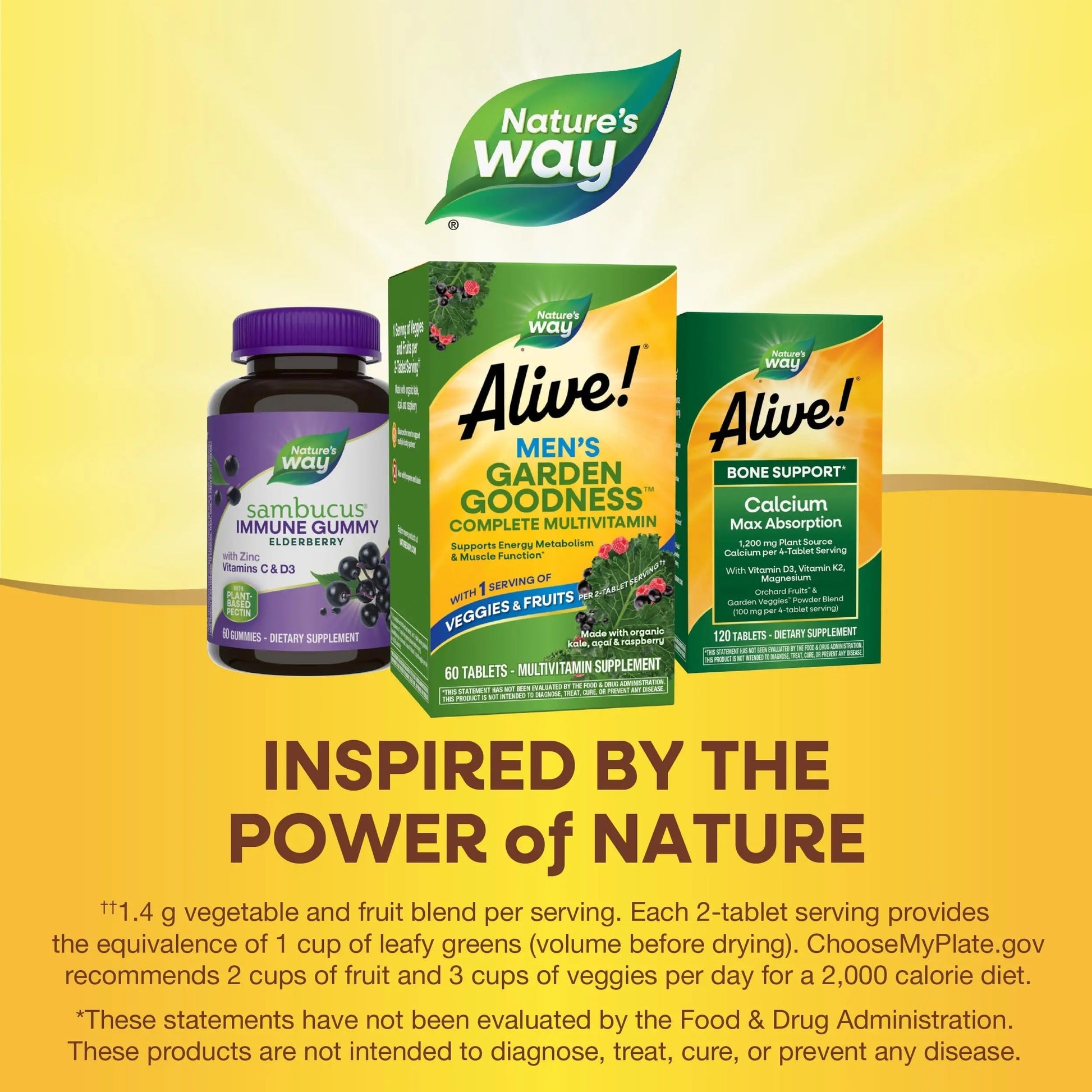 Nature's Way Alive! Garden Goodness Men's Multivitamin, Veggie & Fruit Blend (1400mg per serving), Made with Organic Kale, 60 Count Nature's WayAu supplements