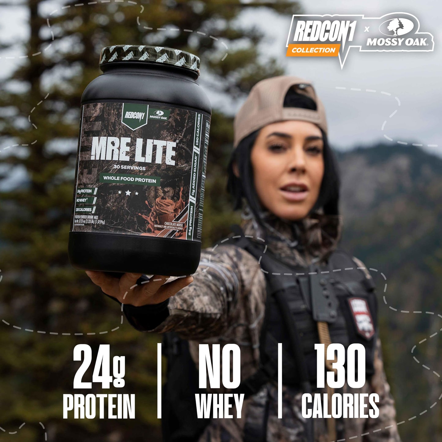 REDCON1 x Mossy Oak MRE Lite Whole Food Protein Powder, Chocolate Moose - Low Carb REDCON1US supplements