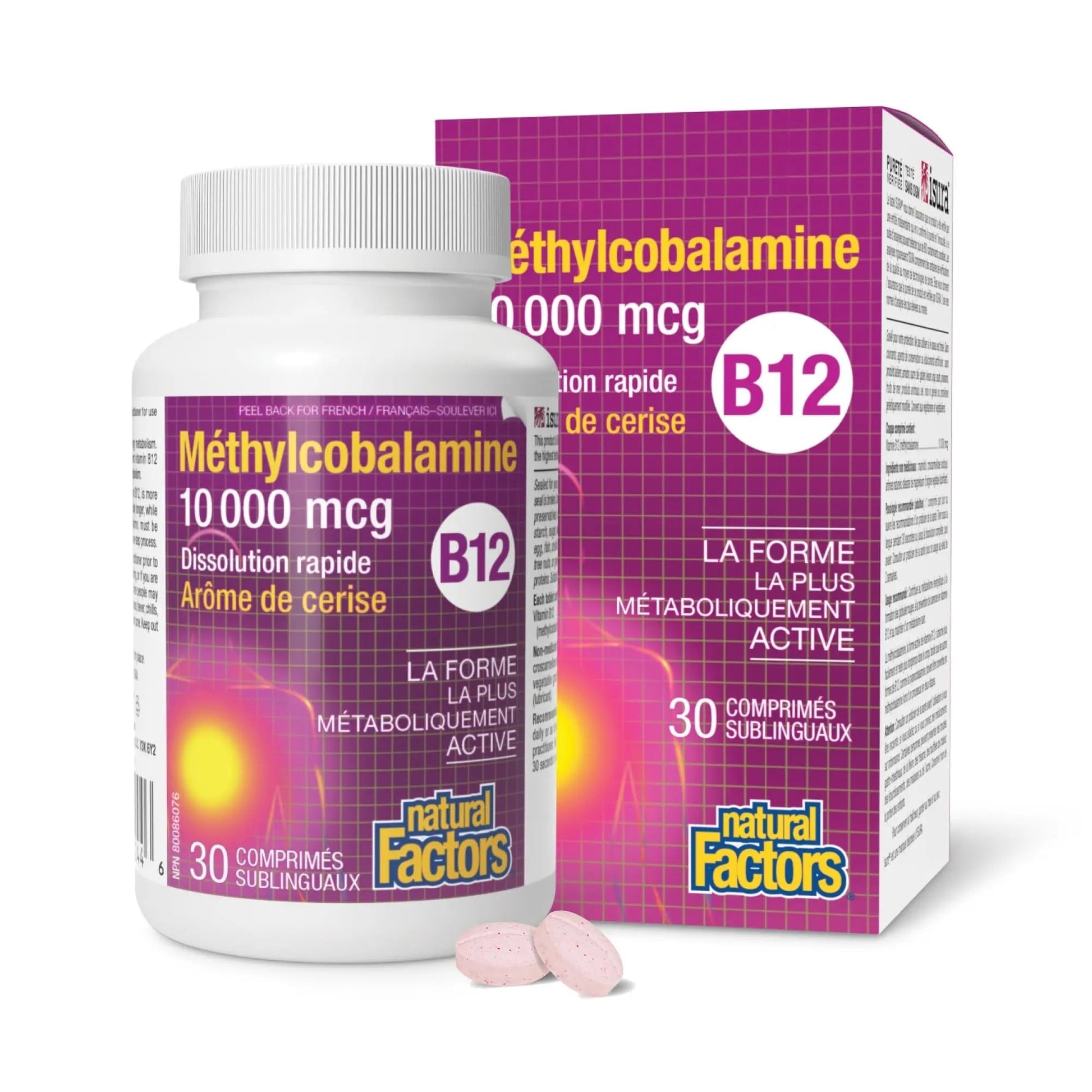 Natural Factors B12 Methylcobalamin, 10,000 mcg, Cherry, 30 Chewable Tablets Natural FactorsAu supplements