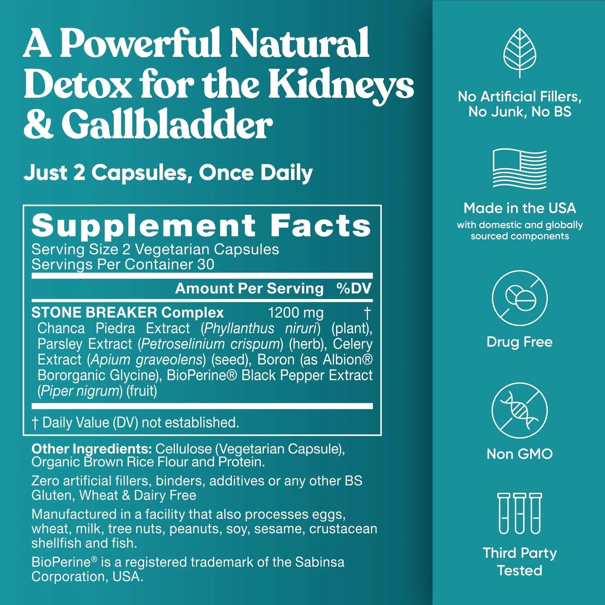 Chanca Piedra Stone Breaker - The Original Stone Breaking Formula with Celery Seed & Parsley - Supports Kidney, Gallbladder & Urinary Tract Cleansing to Help Flush Impurities - 60 Vegetarian Capsules Eu NaturalAu supplements