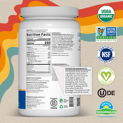 Garden of Life Creamy Vanilla Cookie Protein Powder + Oatmilk 20g Organic Vegan Plant Garden of LifeUS supplements