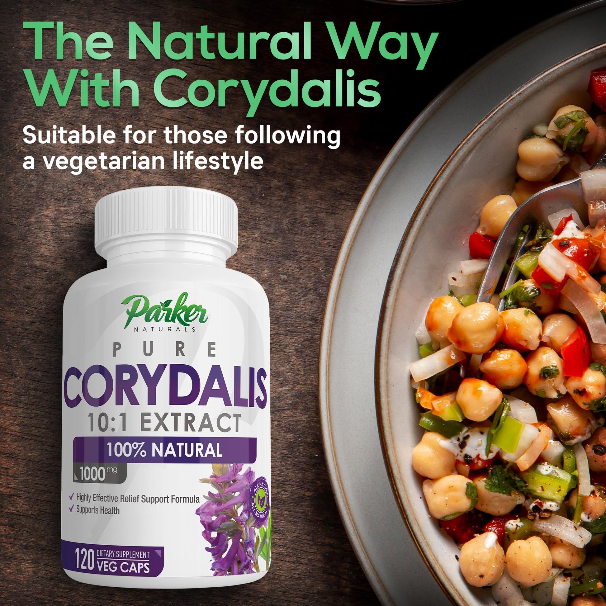 Pure Corydalis Root Extract Capsule - 1000mg Strength, 10:1 Corydalis Yanhusuo Extract, Natural Relief, Long Lasting, 100% Vegetarian, 60 Servings, 120 Count Parker NaturalsAu supplements