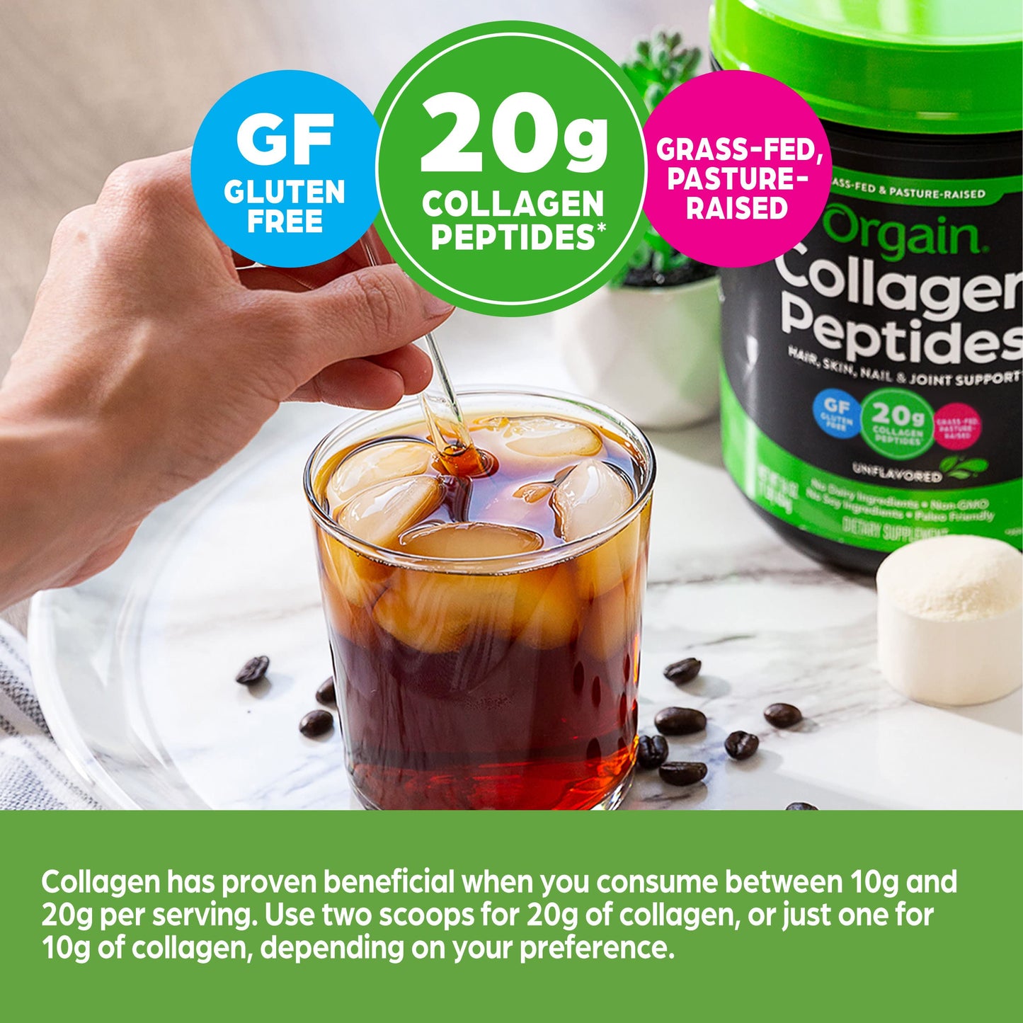 Orgain Collagen Peptides Unflavoured 454 g OrgainUS supplements