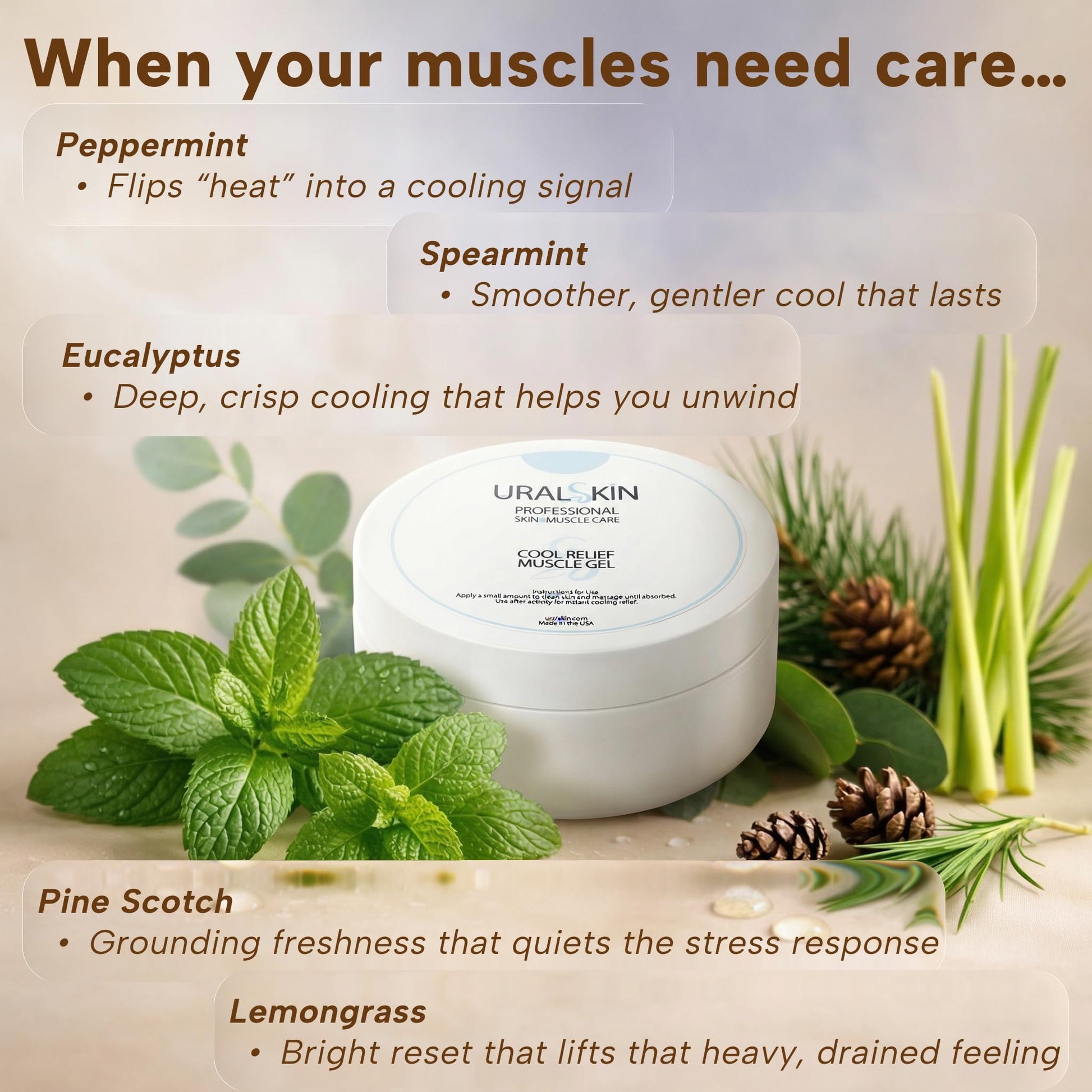 URALSKIN Cooling Muscle Gel – Fast-Drying, Non-Greasy Gel for Body, 4 oz (113 g) UralSkinAu supplements