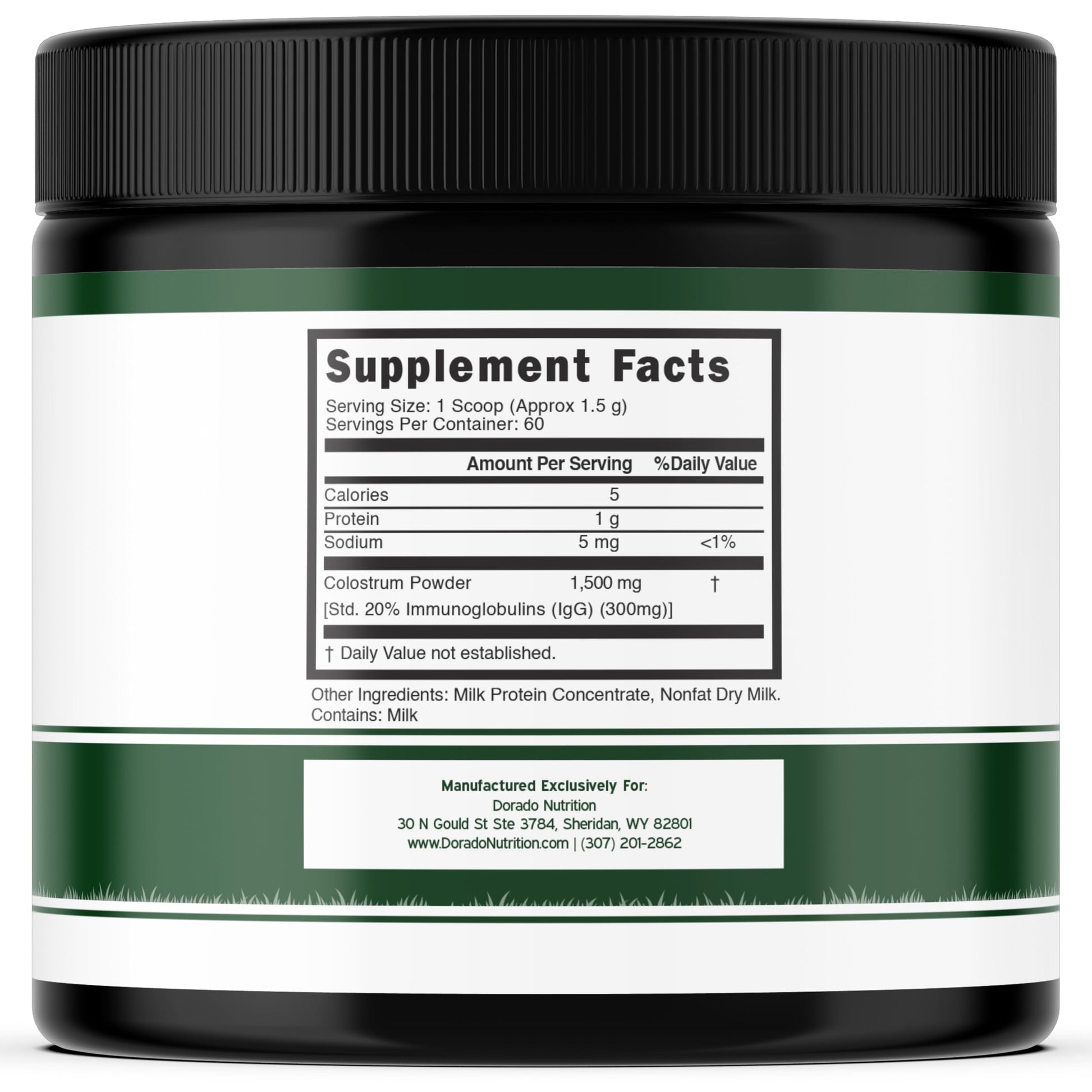 Colostrum Supplement Powder 90g (60 Servings of 1.5g Pure Bovine Colostrum Std. to Contain 20% IgG Immunoglobulins) Grass Fed Powder - No Fillers, Third Party Tested, Unflavored & Non-GMO DORADO NUTRITIONAu supplements