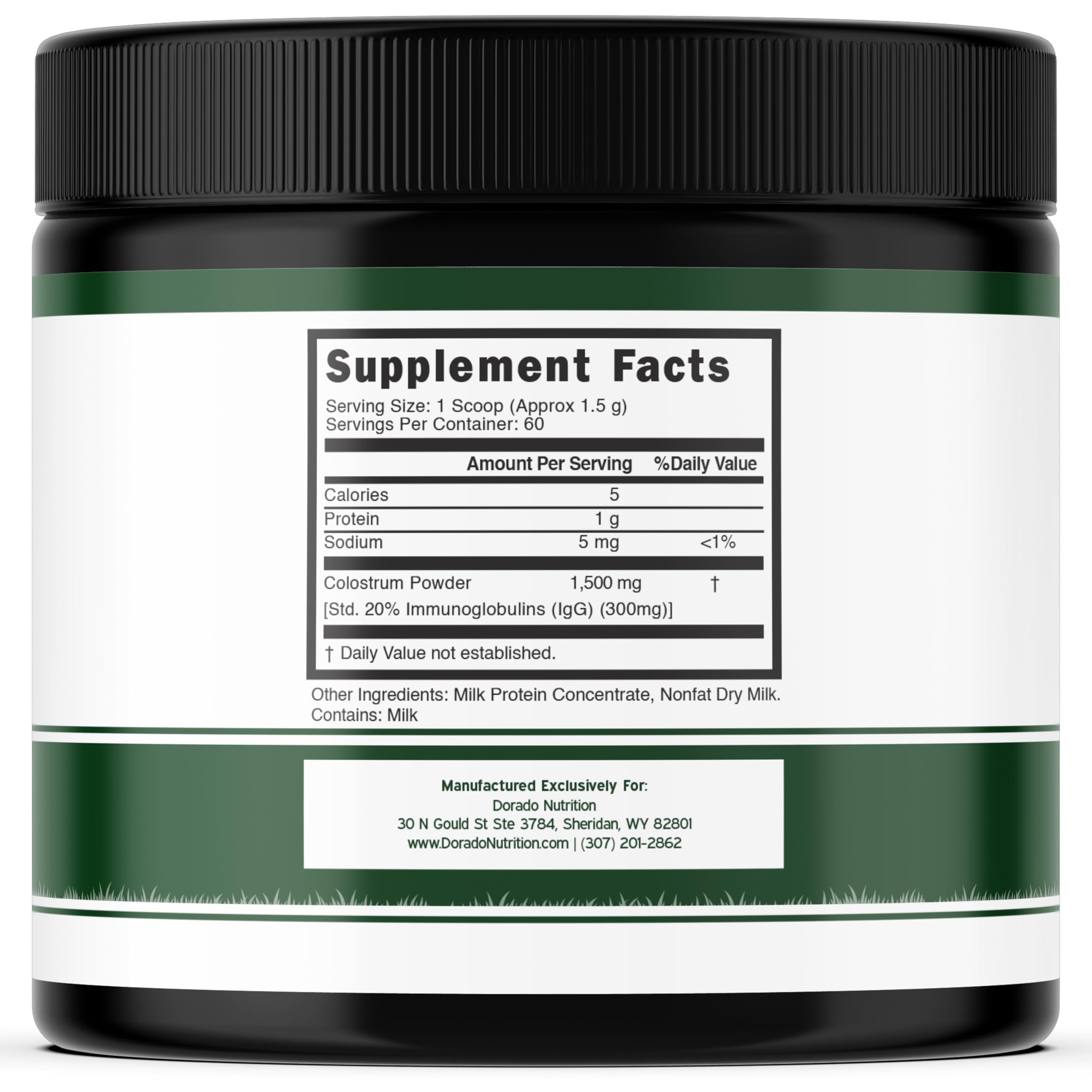 Colostrum Supplement Powder 90g (60 Servings of 1.5g Pure Bovine Colostrum Std. to Contain 20% IgG Immunoglobulins) Grass Fed Powder - No Fillers, Third Party Tested, Unflavored & Non-GMO DORADO NUTRITIONAu supplements