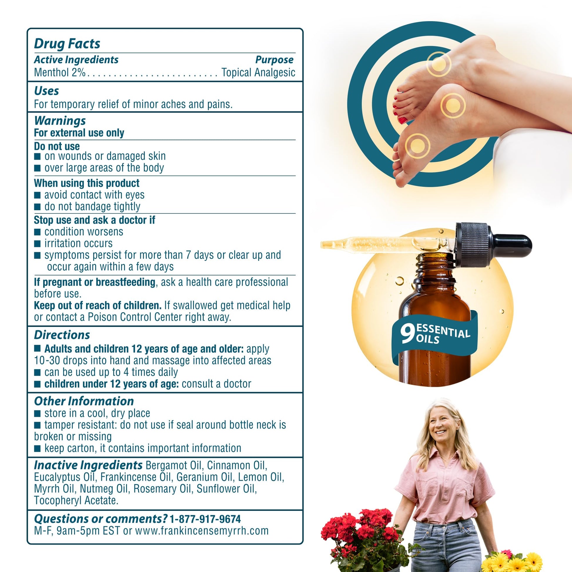 Nerve Pain Relief, Neuropathy Relief for Hands & Feet, Frankincense & Myrrh Rubbing Oil with Menthol and Frankincense Essential Oils, 2 Fl. Oz. Maximum Strength for Foot Pain FRANKINCENSE & MYRRHAu supplements