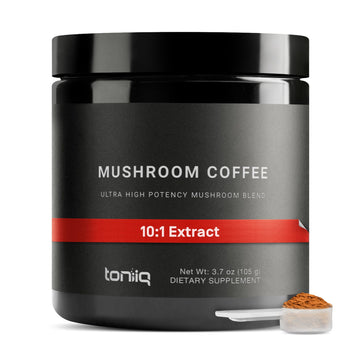 Mushroom Coffee - Ultra High Potency 10:1 Concentrated Extract - Colombian Sourced Beans with 10 Mushroom Blend, Lion's Mane & Cordyceps - Rich & Functional Coffee Alternative - Third-Party Lab Tested ToniiqAu supplements