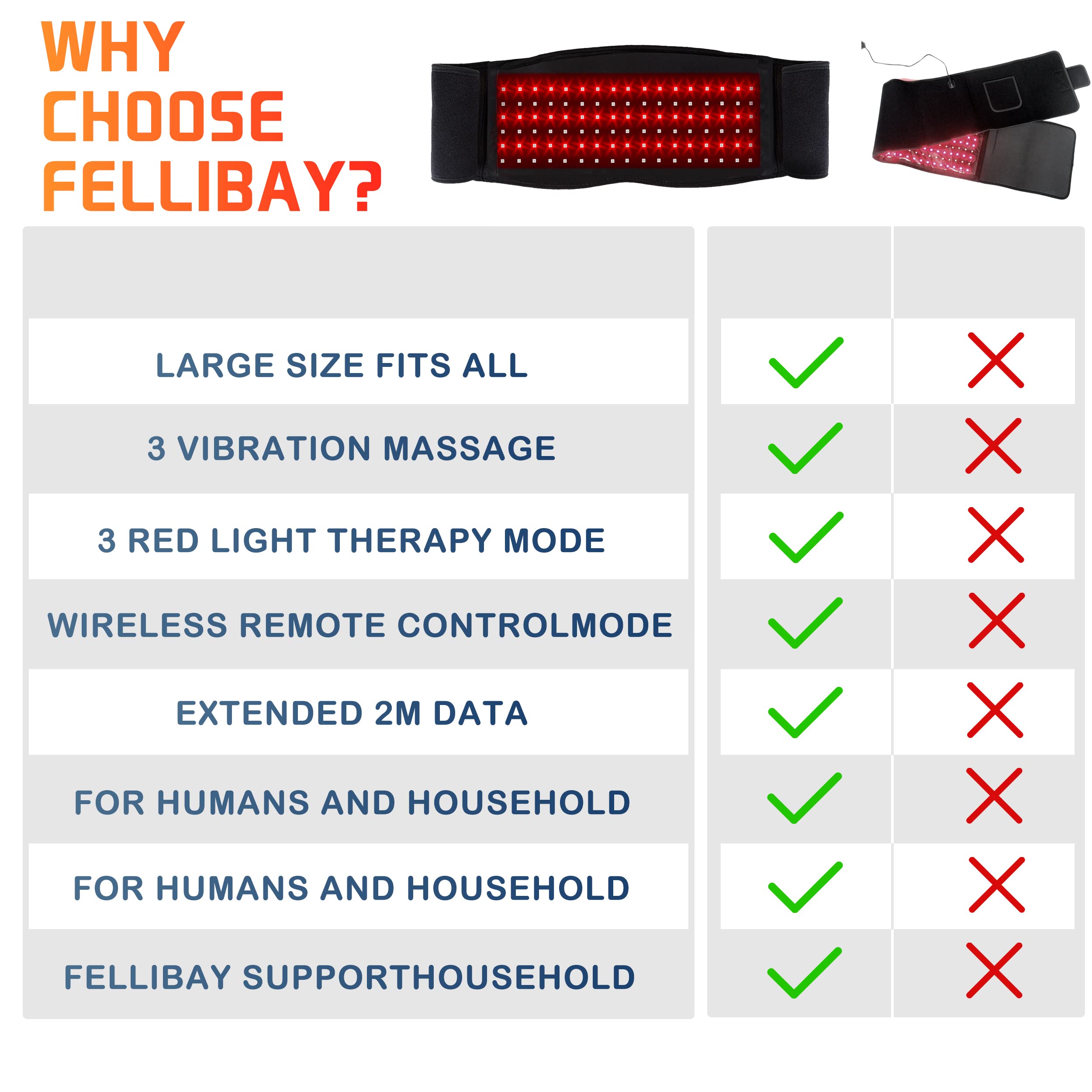 Infrared Red Light Therapy Belt:LED Lamp Vibration Near Body Pain Relief Device Wrap Red FellibayAu supplements