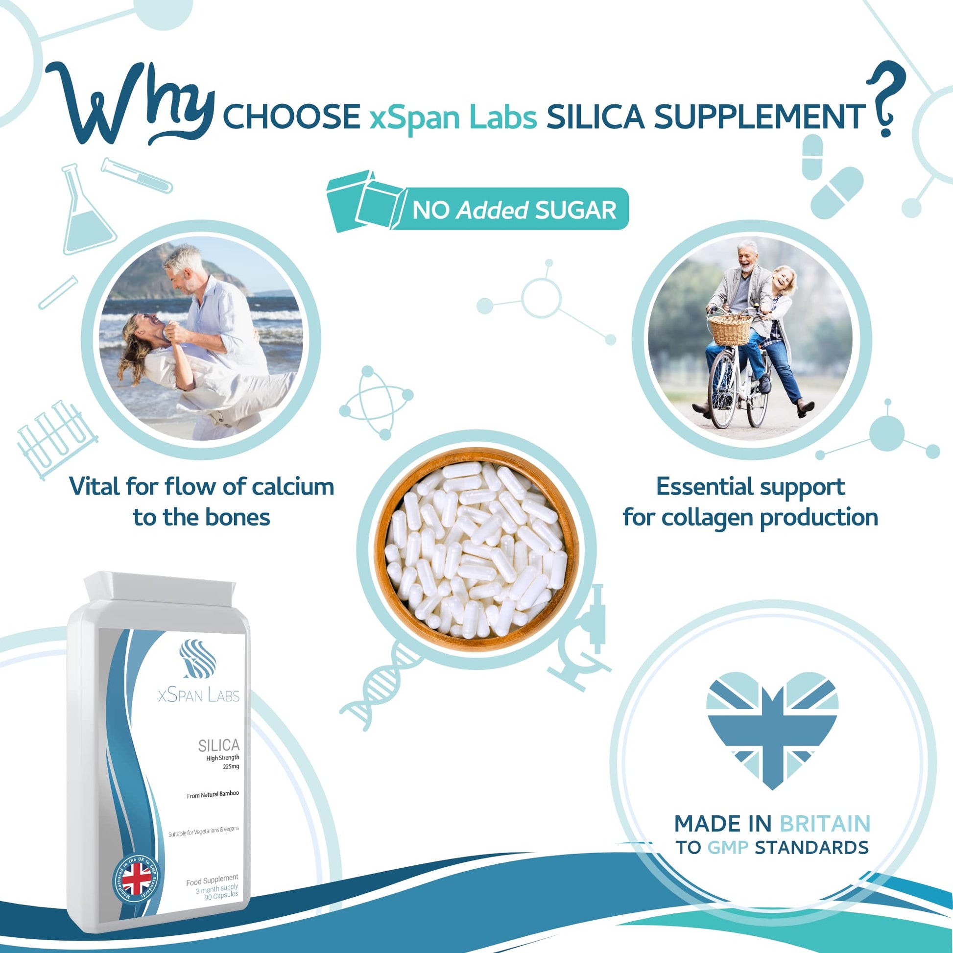 Silica 225mg – 90 Capsules - A Potent Highly Bioavailable Form - Naturally Sourced from Bamboo Extract - One-A-Day Vegan Capsules to Support Healthy Hair, Nails and Skin - Made in The UK Xspan LabsAu supplements