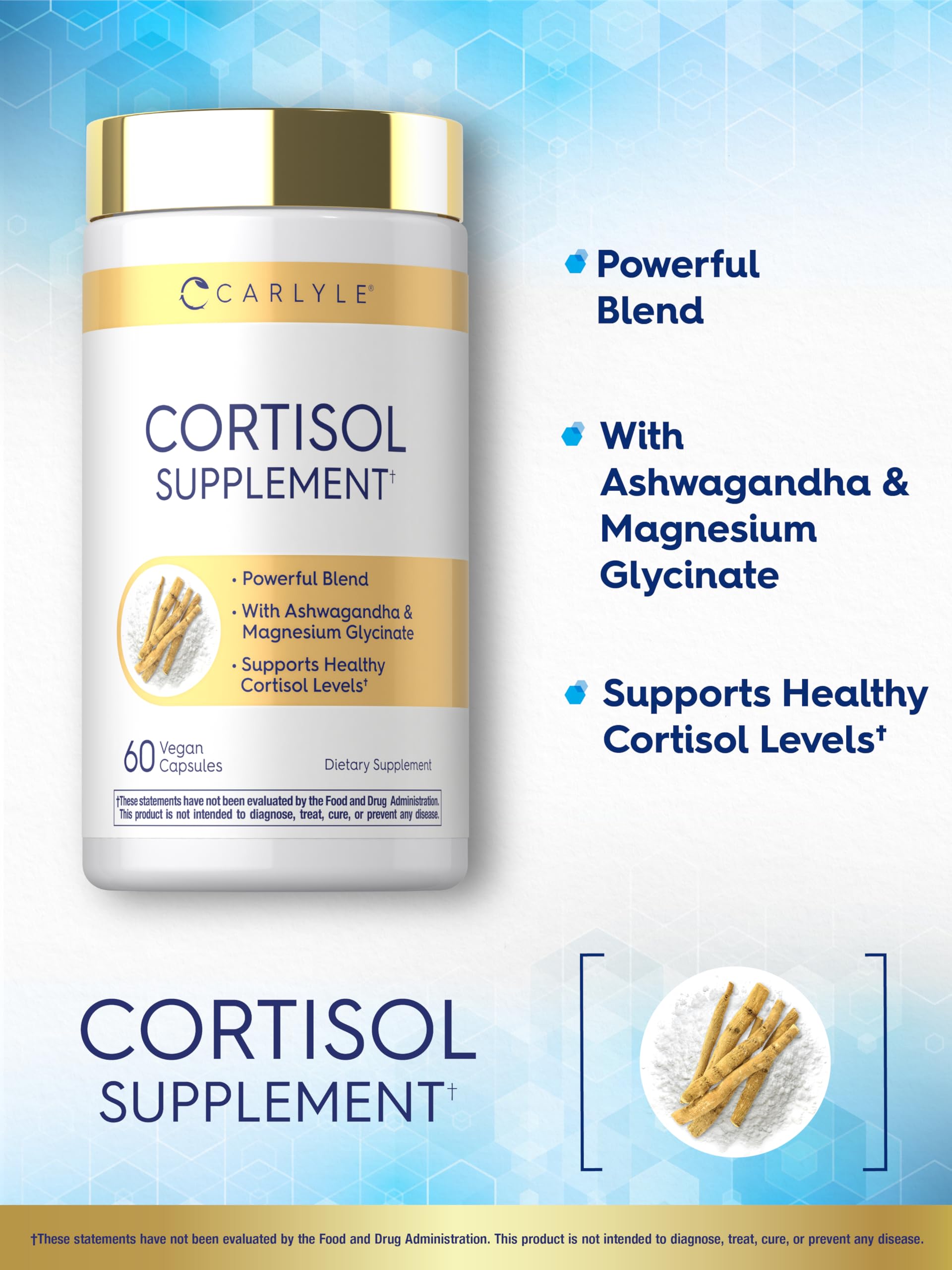 Carlyle Cortisol Supplement | 60 Vegan Capsules | Ashwagandha & Magnesium Complex | Non-GMO, Gluten Free CarlyleAu supplements