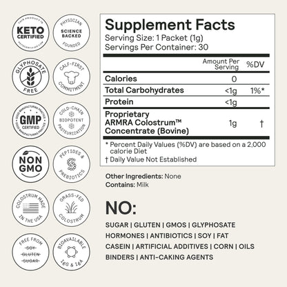 ARMRA Colostrum Powder | Unflavored | Gut Health & Bloating | Skin & Hair | Immunity | Keto, Gluten & Fat-Free | 30 Servings ARMRAUS supplements