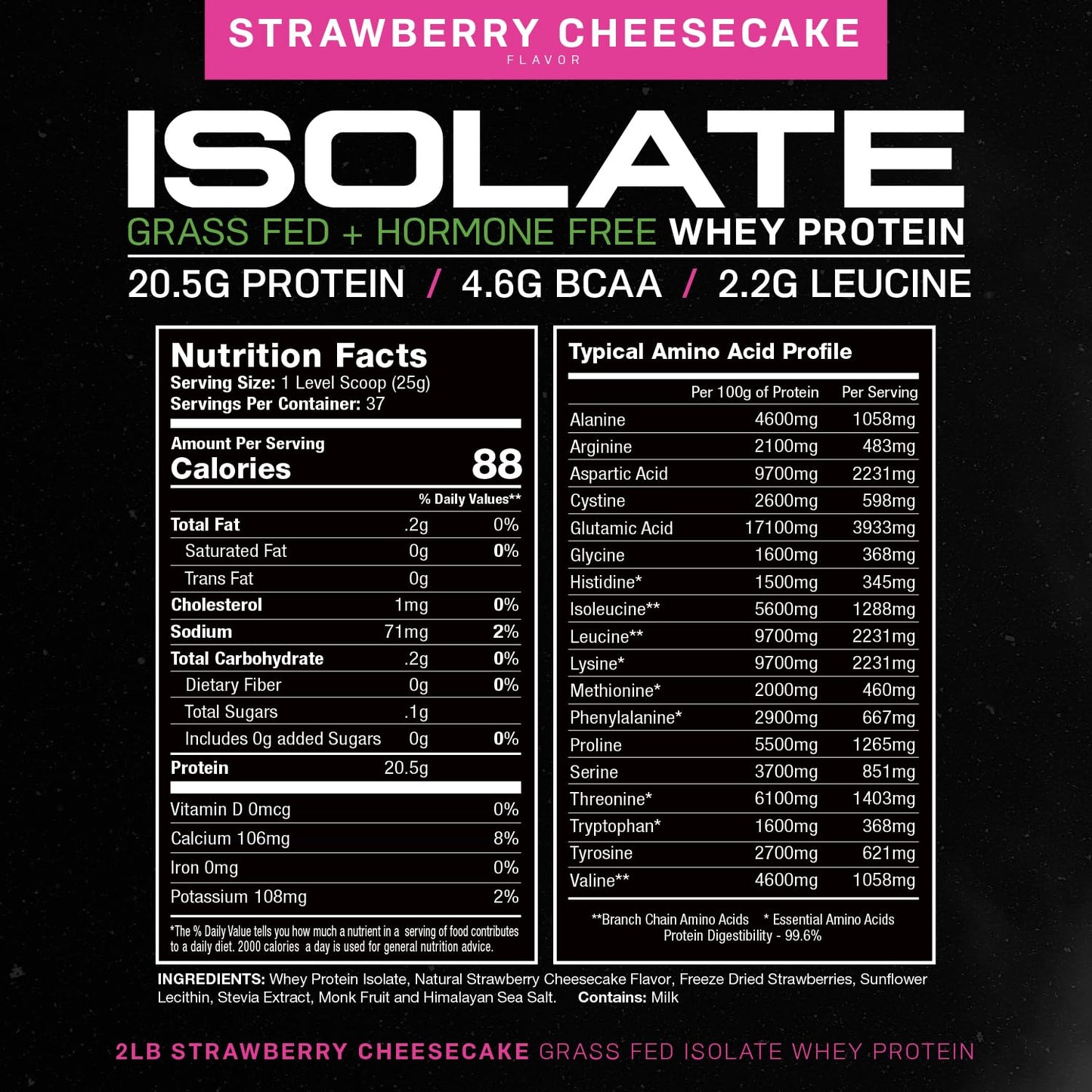 Muscle Feast Grass-Fed Whey Protein Isolate, All Natural Hormone Free Pasture Raised Muscle FeastUS supplements