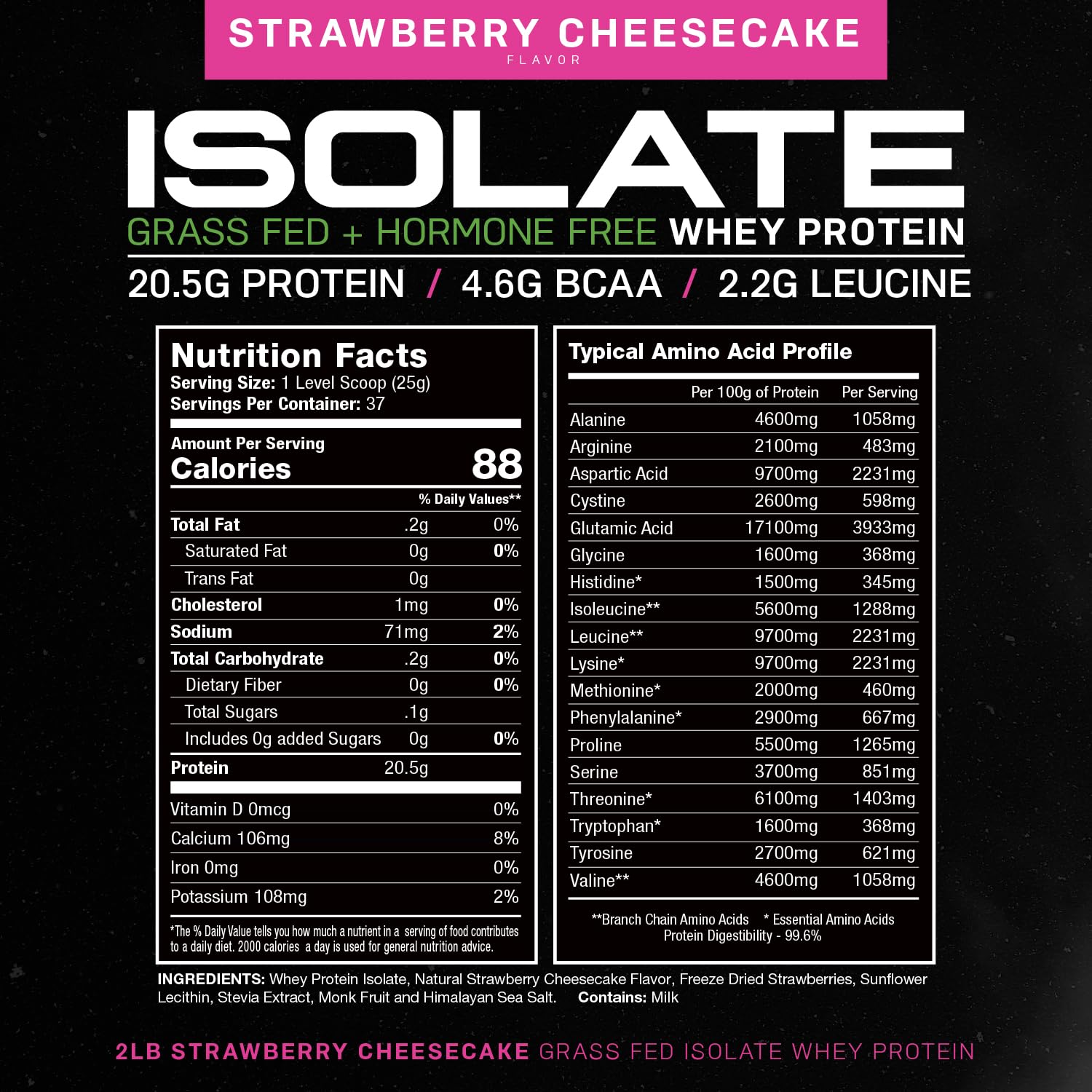 Muscle Feast Grass-Fed Whey Protein Isolate, All Natural Hormone Free Pasture Raised Muscle FeastUS supplements
